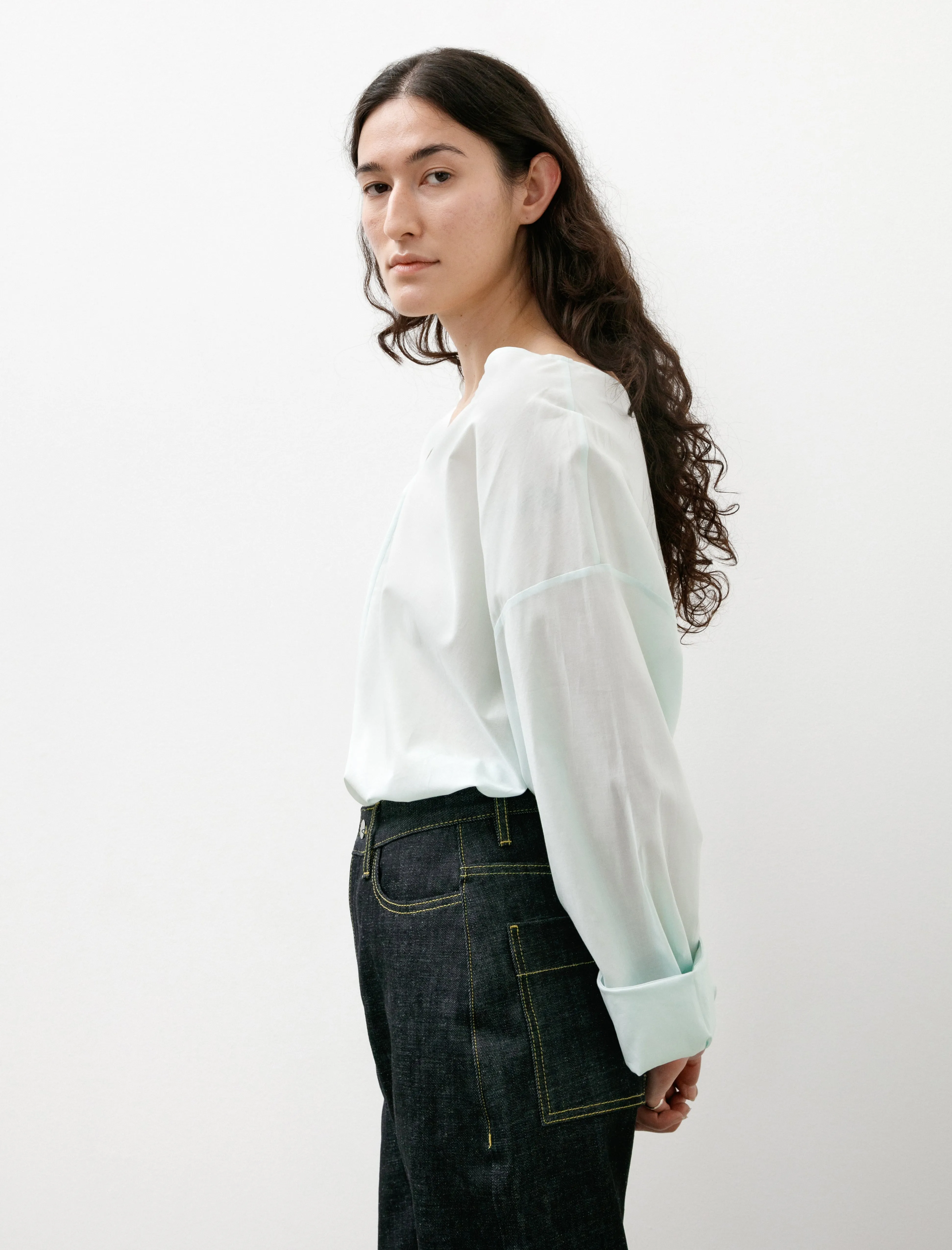 Silicon Lawn V-Neck Blouse Pale Green sold by SHOP NEIGHBOR product image thumbnail 4