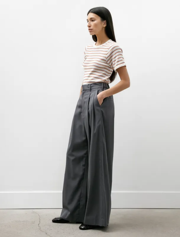 Wooly Cotton Twill Two Tuck Wide Pants Charcoal sold by SHOP NEIGHBOR