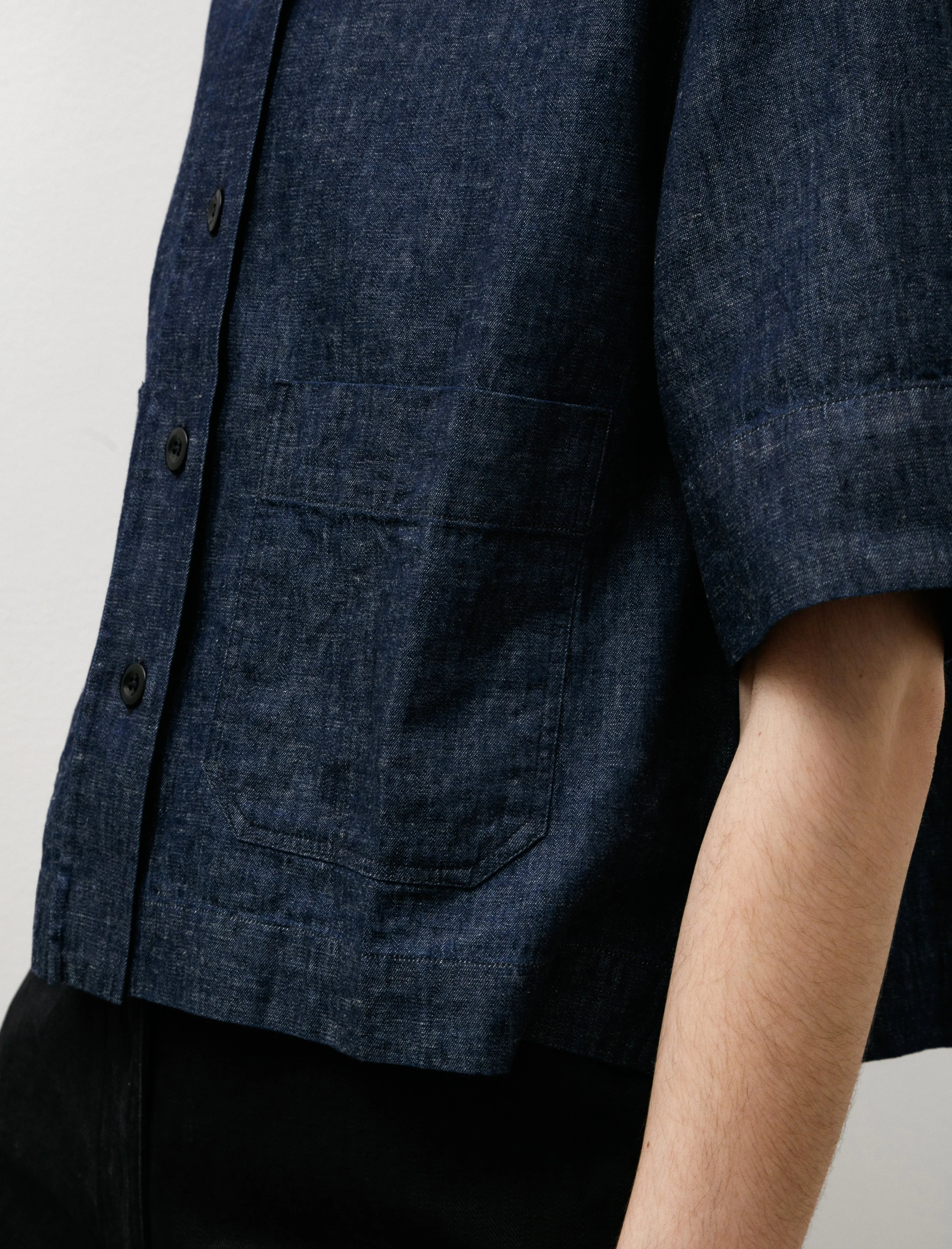 MHL Cropped Uniform Shirt Cotton Linen Indigo sold by SHOP NEIGHBOR product image thumbnail 4