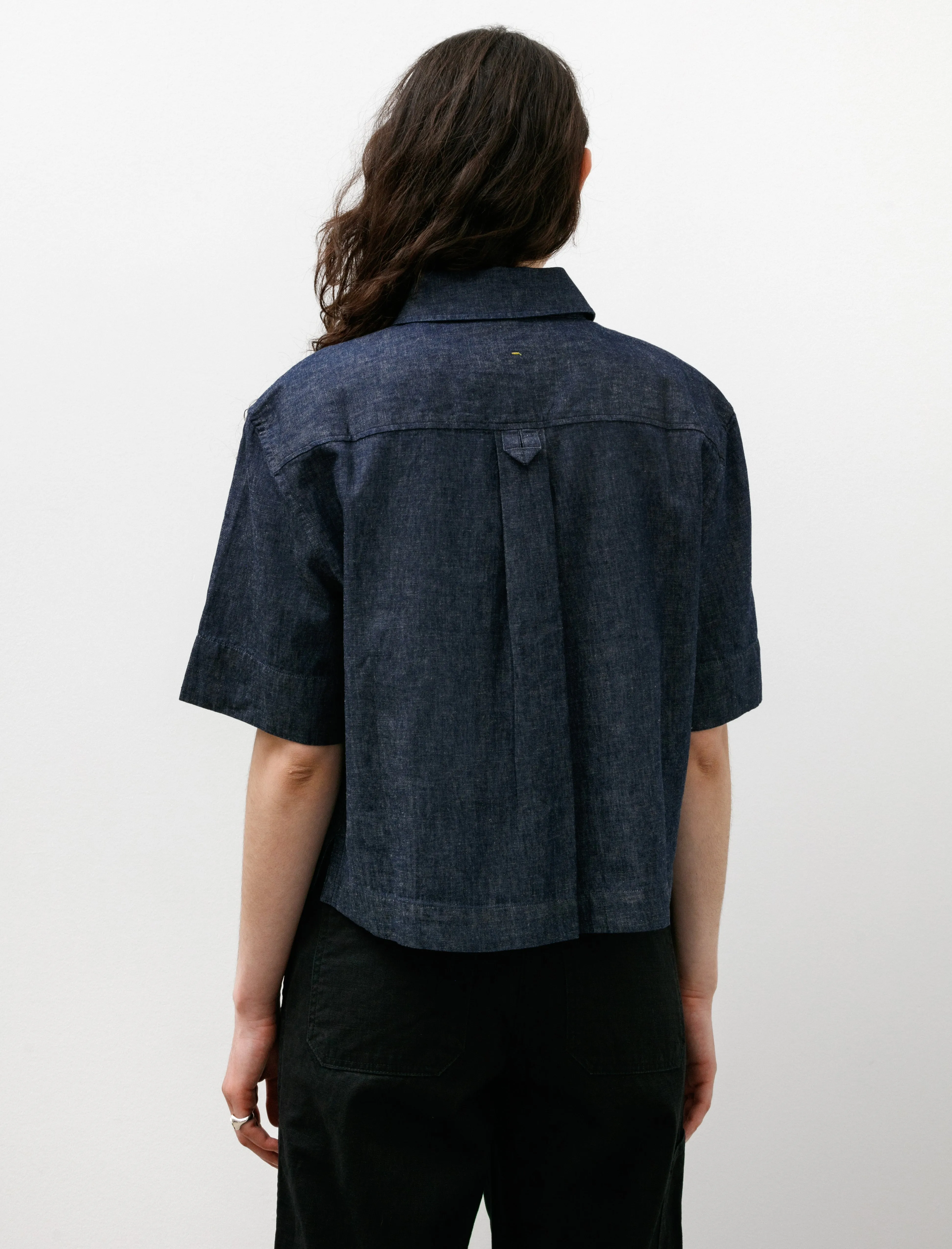 MHL Cropped Uniform Shirt Cotton Linen Indigo sold by SHOP NEIGHBOR product image thumbnail 5