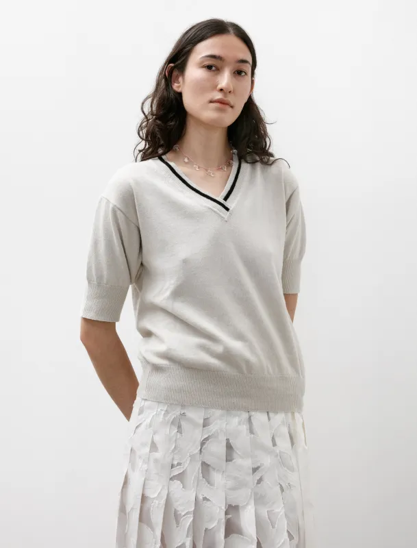 MHL Tipped V Neck T-Shirt Cotton Hemp Chalk sold by SHOP NEIGHBOR