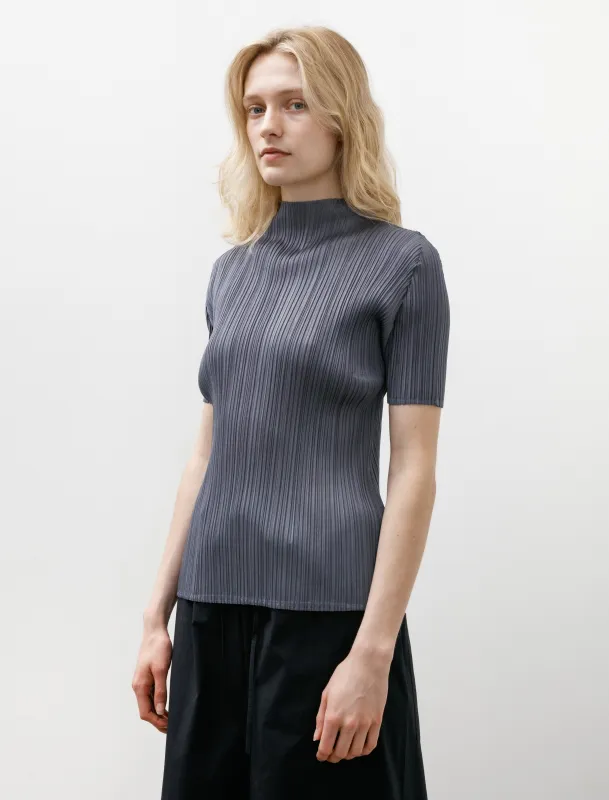 Monthly Colours Short Sleeve Mockneck Dark Blue Grey sold by SHOP NEIGHBOR
