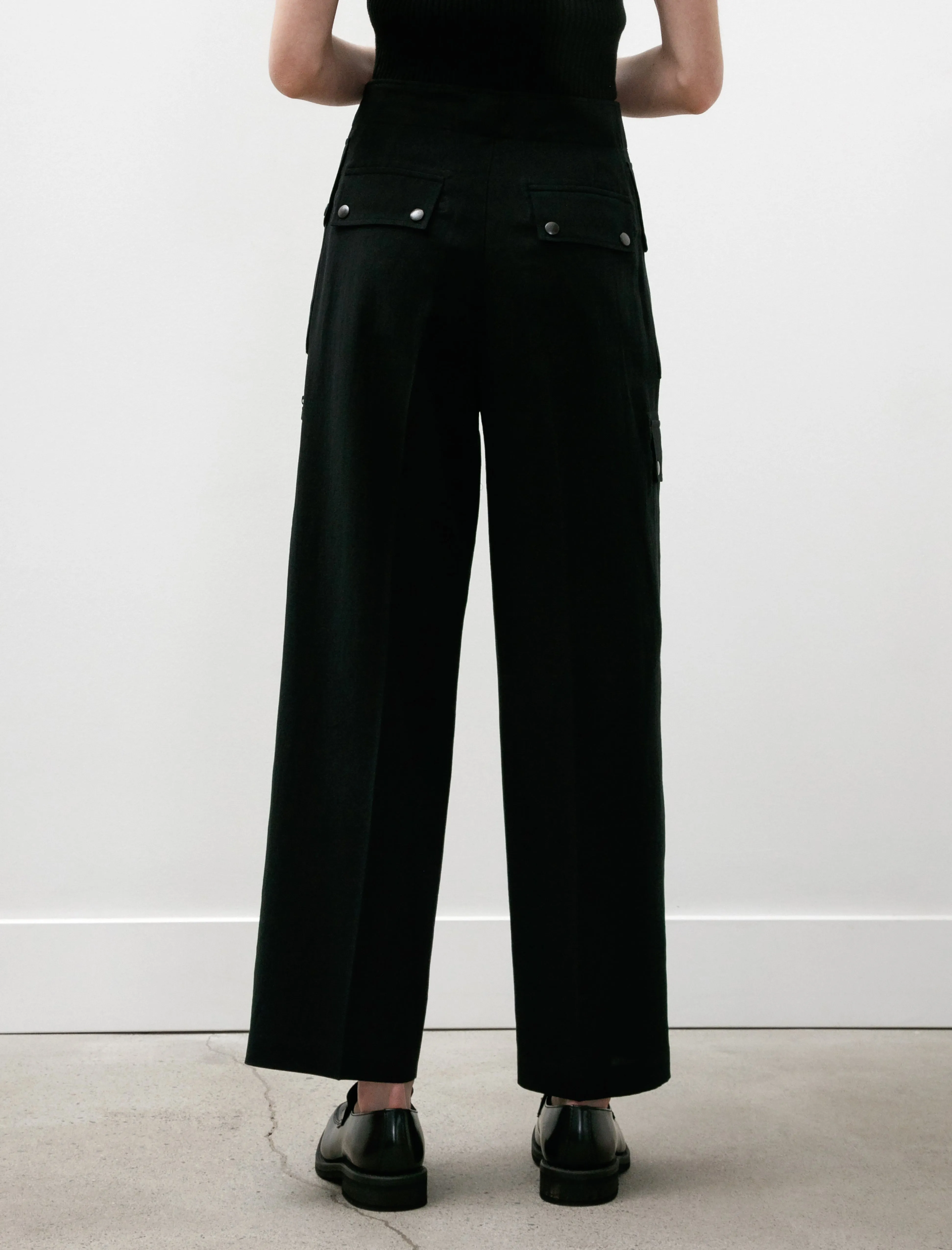 Light Cotton Wool Viyella Cargo Pants Black sold by SHOP NEIGHBOR product image thumbnail 5