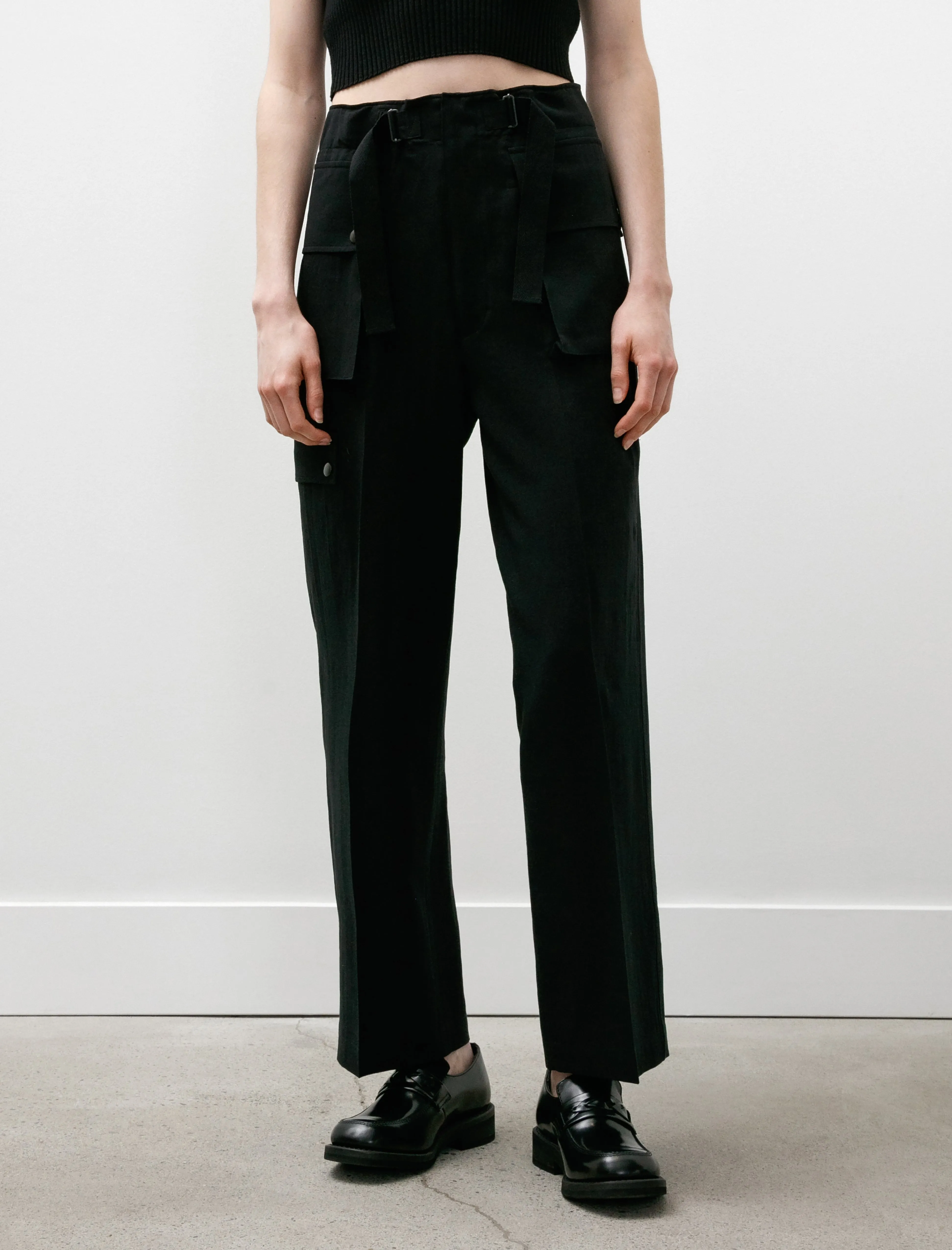 Light Cotton Wool Viyella Cargo Pants Black sold by SHOP NEIGHBOR