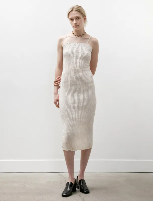Plissé Silk Tube Long Dress Off White made by SHOP NEIGHBOR