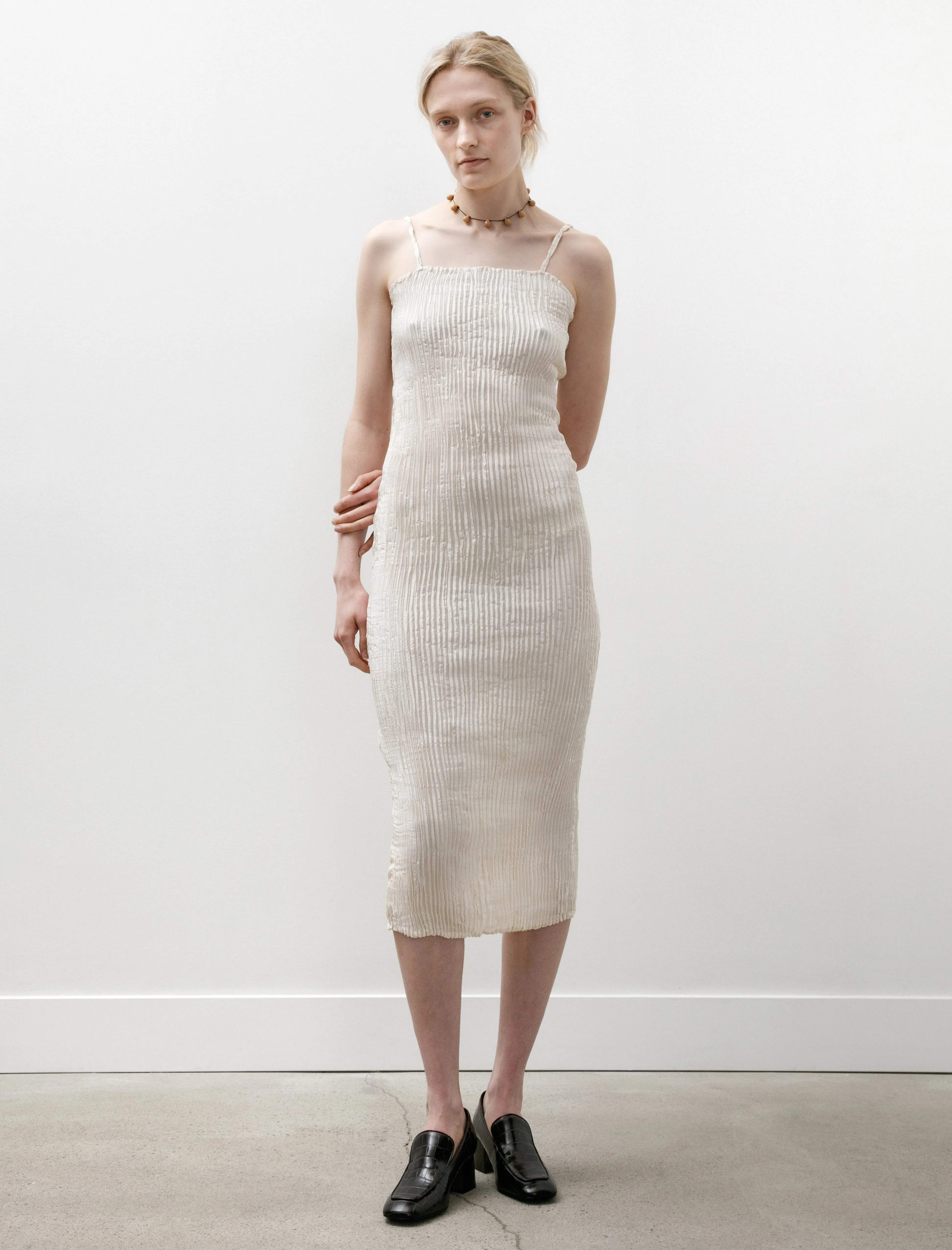 Plissé Silk Tube Long Dress Off White sold by SHOP NEIGHBOR