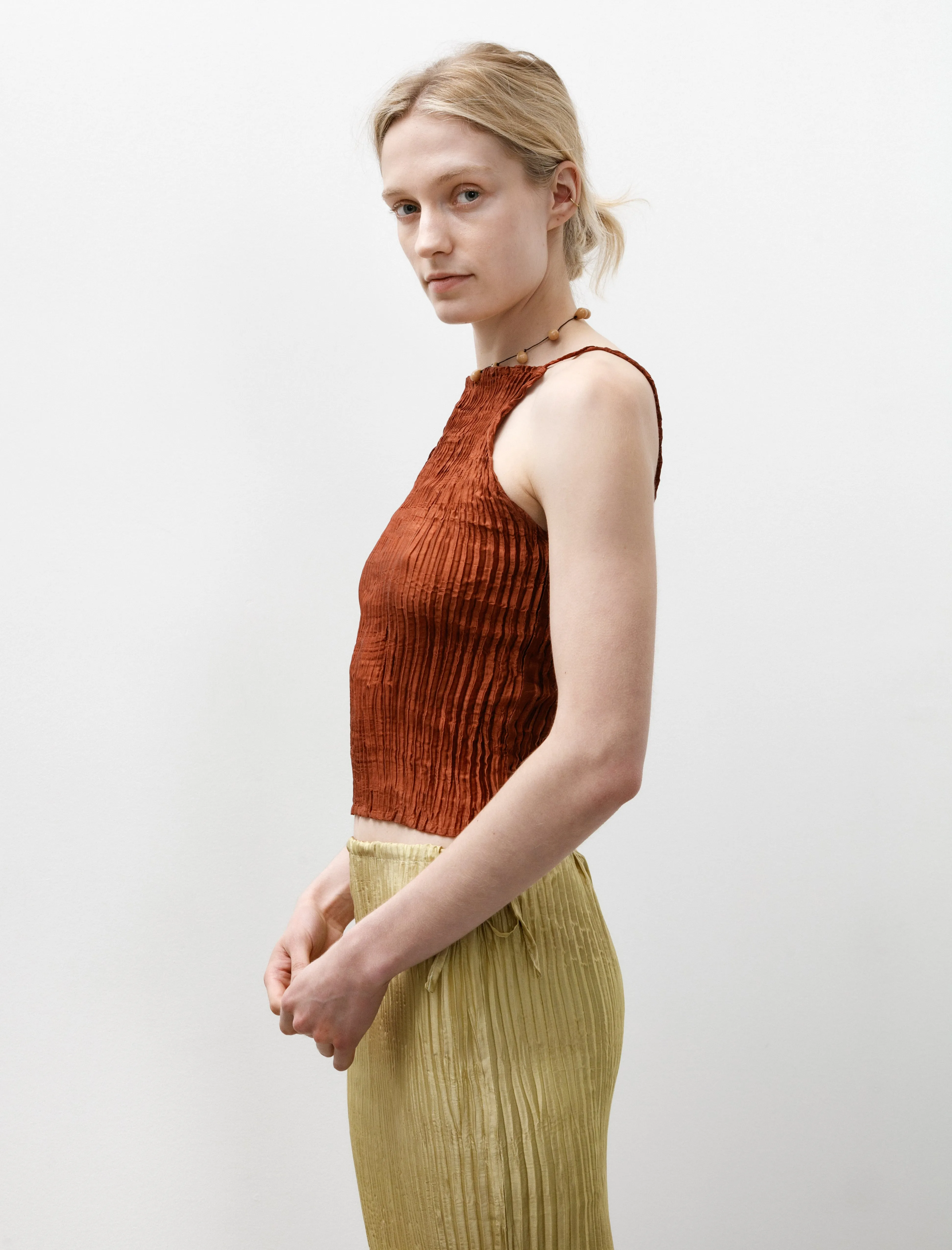 Plissé Silk Cami Top Mahogany sold by SHOP NEIGHBOR product image thumbnail 3