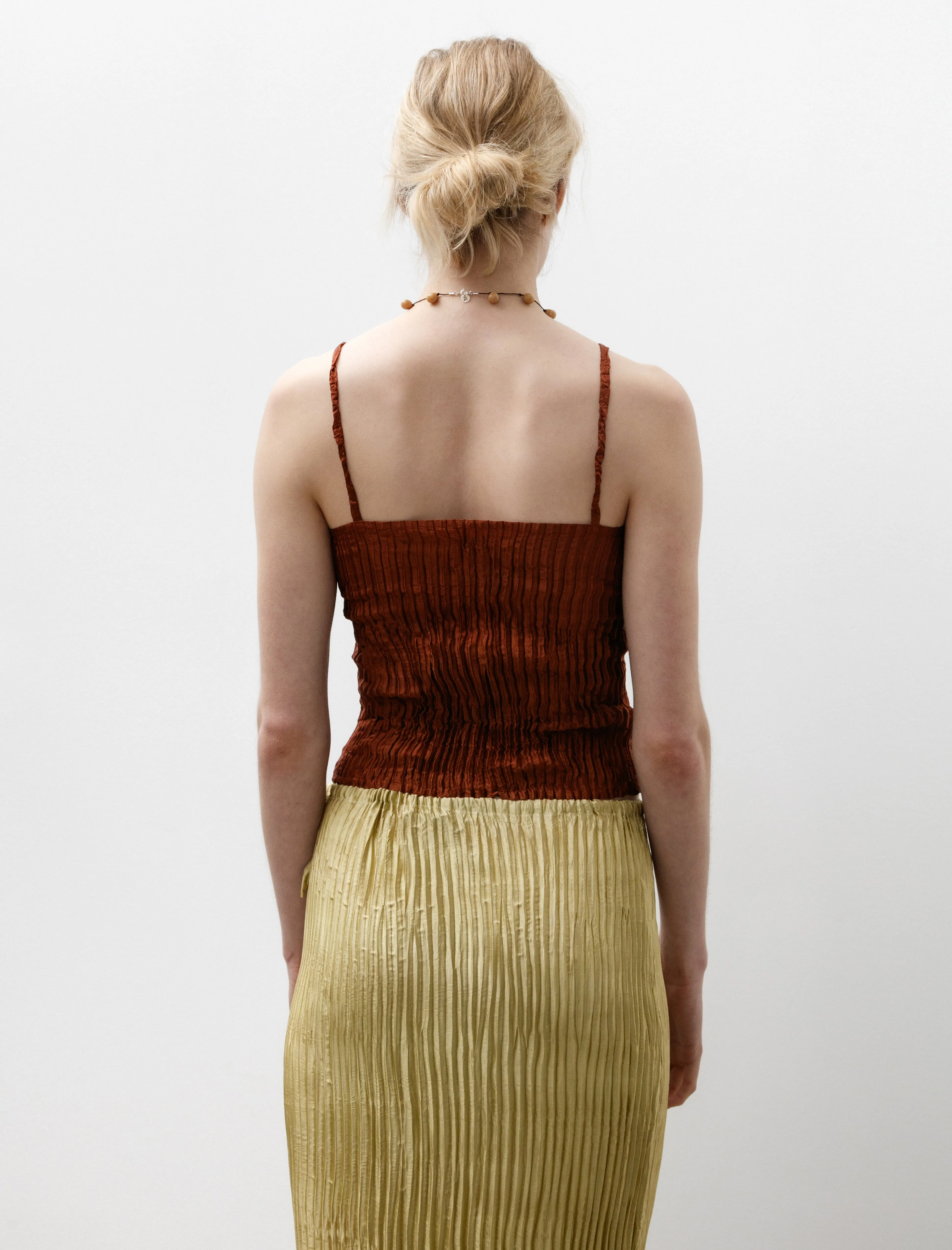 Plissé Silk Cami Top Mahogany sold by SHOP NEIGHBOR product image thumbnail 4