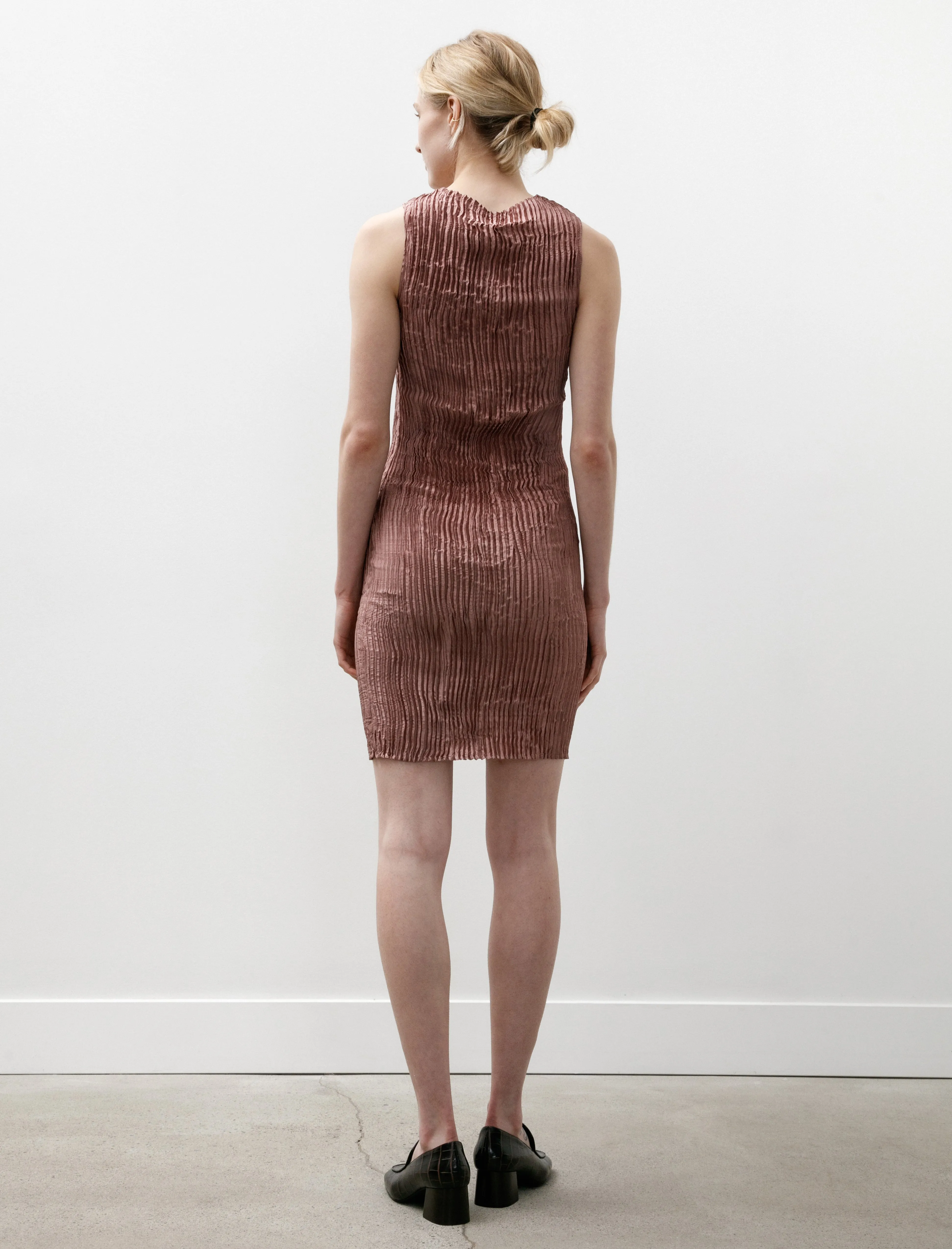 Plissé Silk Tank Short Dress Smoked Purple sold by SHOP NEIGHBOR product image thumbnail 3