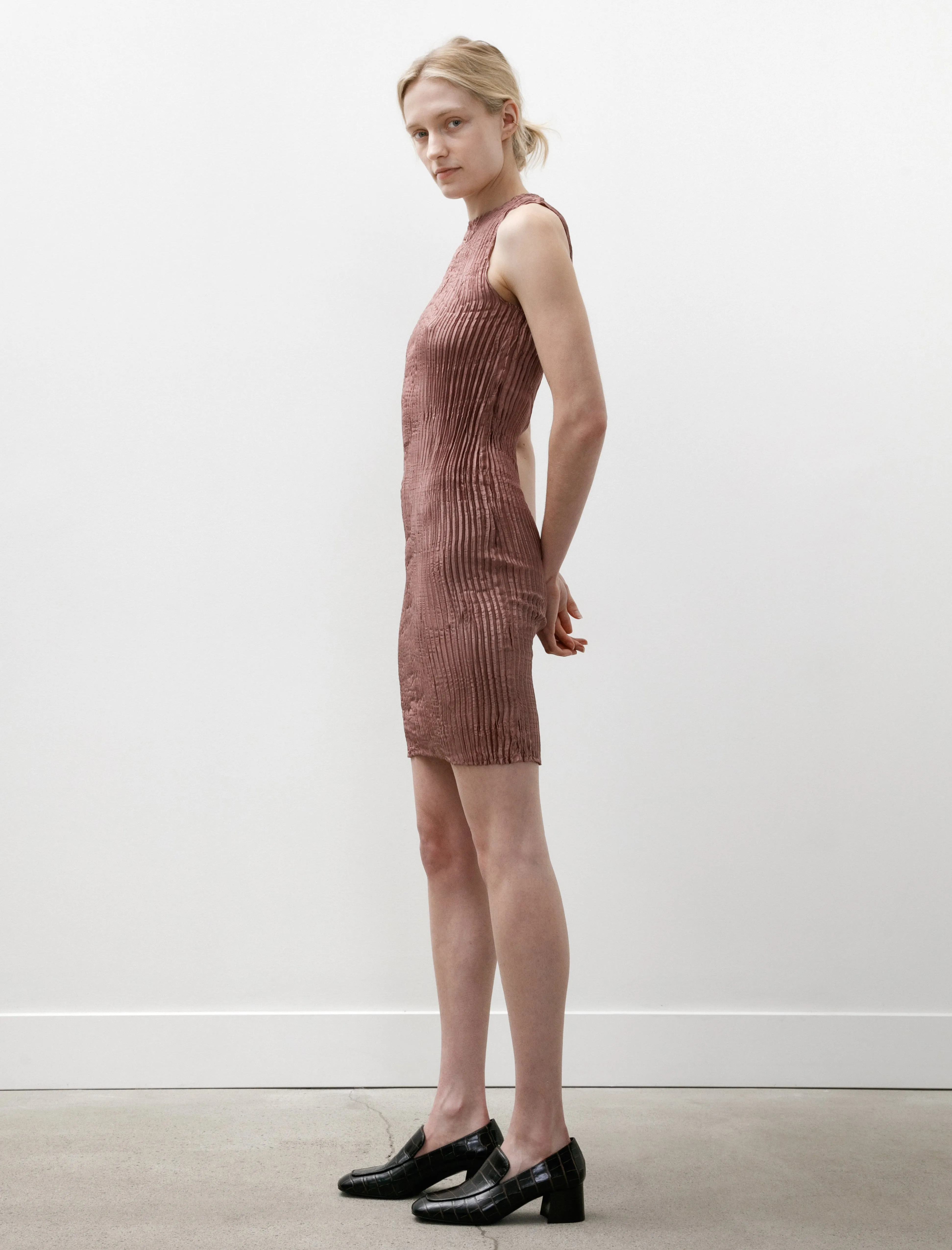 Plissé Silk Tank Short Dress Smoked Purple sold by SHOP NEIGHBOR product image thumbnail 2