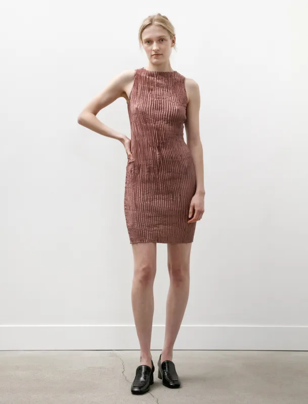 Plissé Silk Tank Short Dress Smoked Purple made by SHOP NEIGHBOR