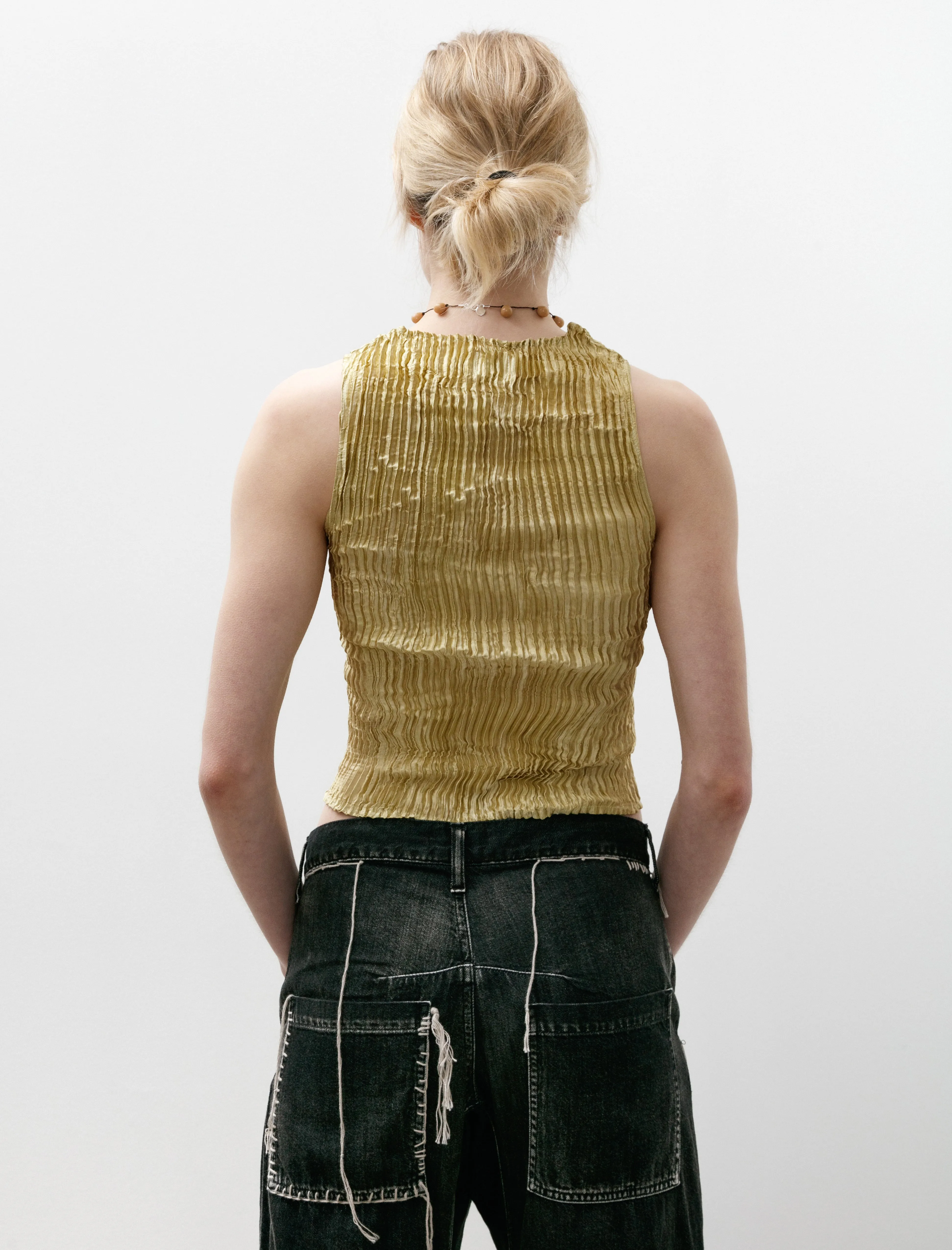 Plissé Silk Tank Top Pistachio sold by SHOP NEIGHBOR product image thumbnail 4