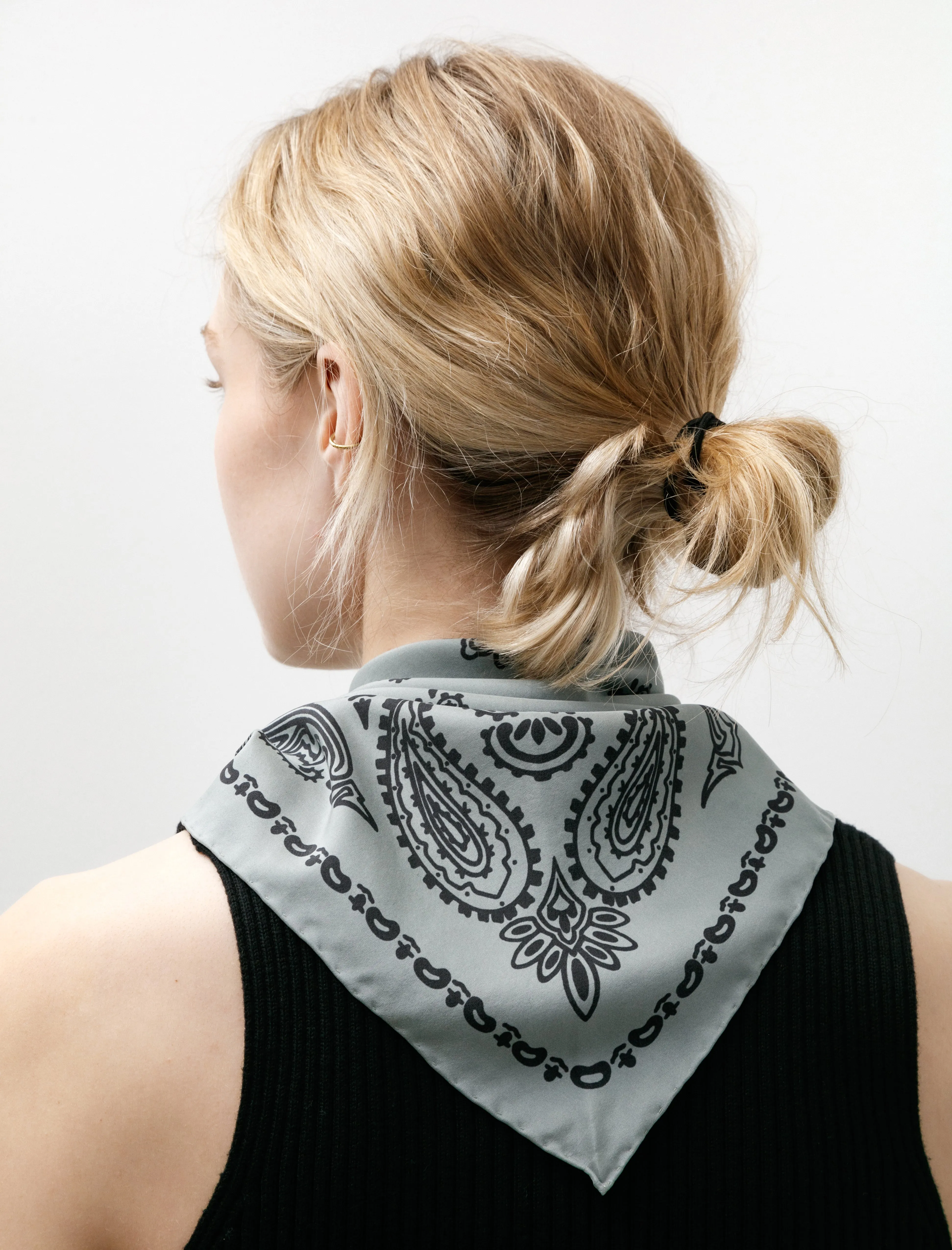 Graphic Silk Bandana Dusty Blue/Black sold by SHOP NEIGHBOR product image thumbnail 2