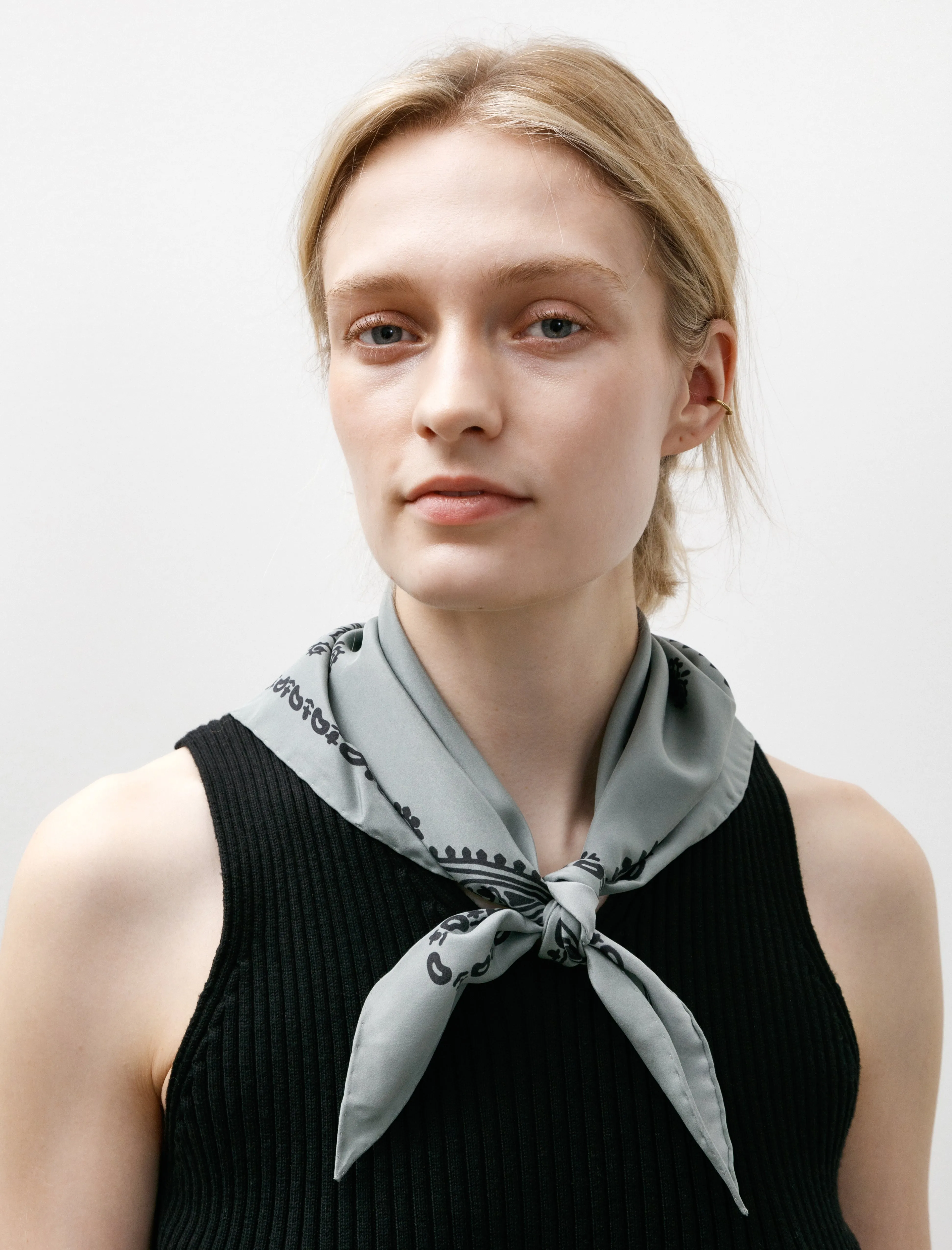 Graphic Silk Bandana Dusty Blue/Black sold by SHOP NEIGHBOR