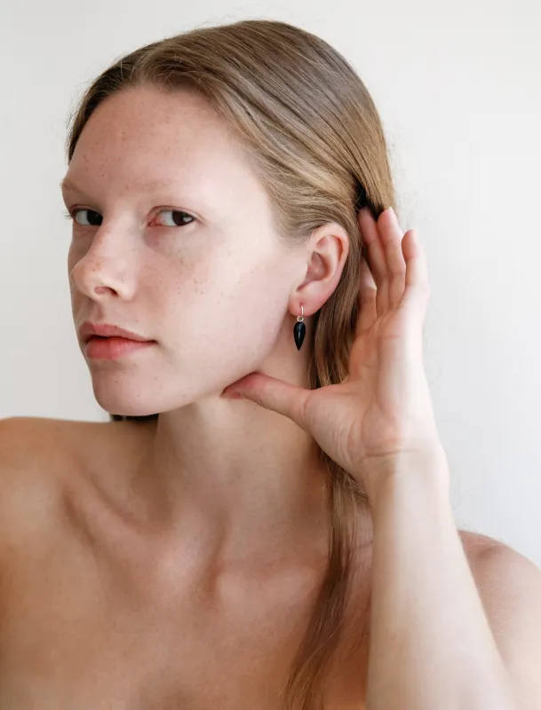 Tiny Spear Hoops in Onyx sold by SHOP NEIGHBOR
