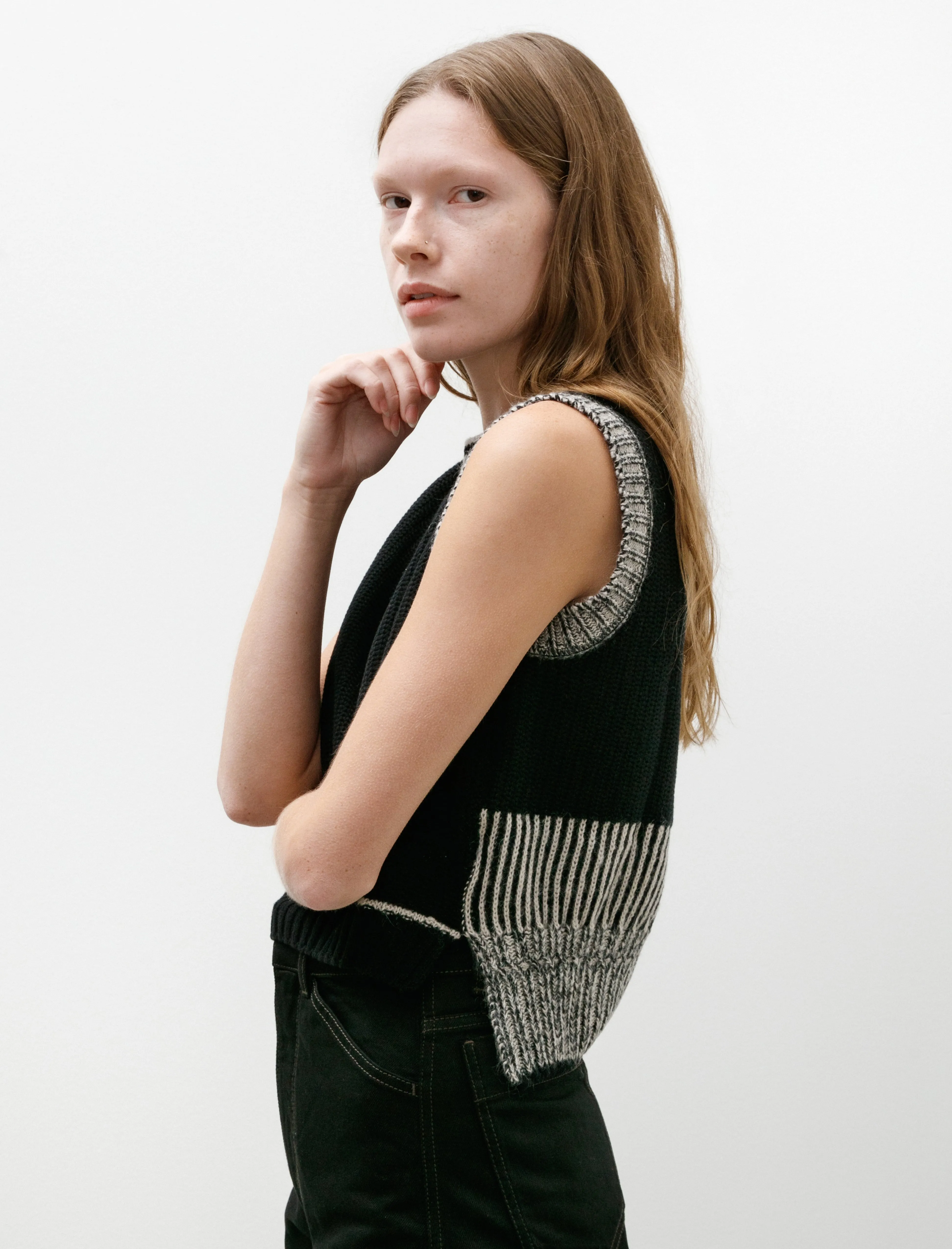 Design Knit Vest Black/White sold by SHOP NEIGHBOR product image thumbnail 3