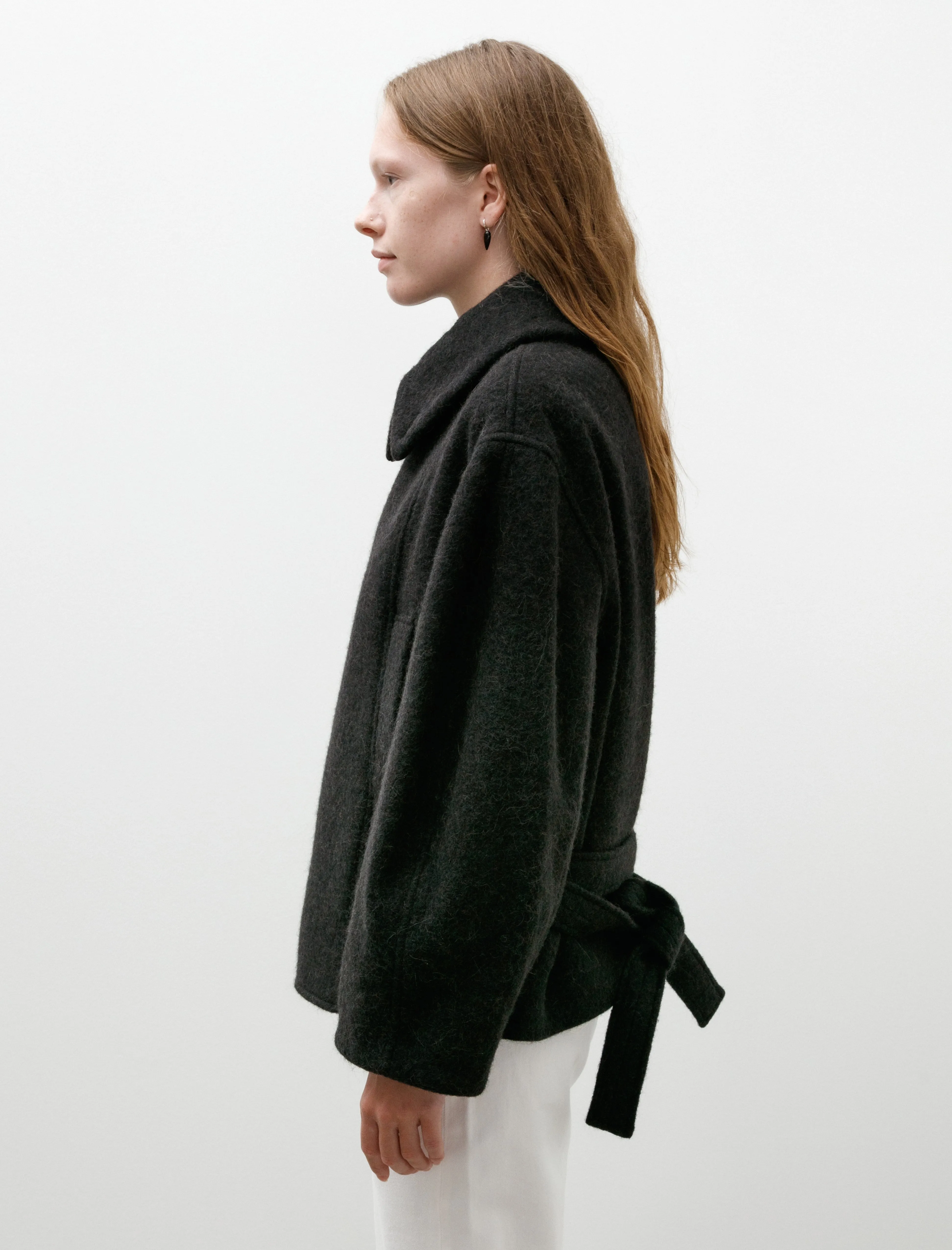 Short Asymmetrical Bathrobe Coat Black sold by SHOP NEIGHBOR product image thumbnail 5