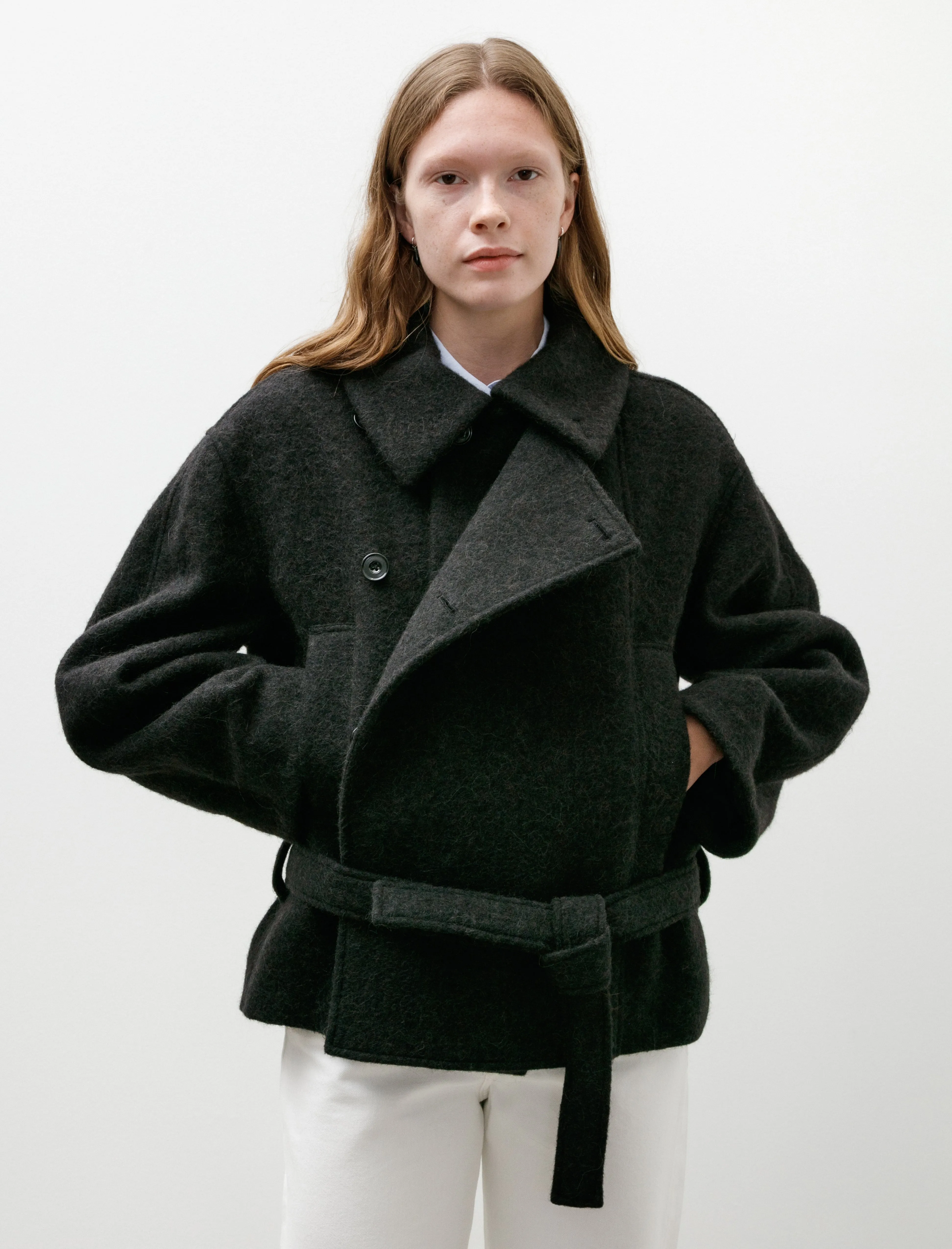 Short Asymmetrical Bathrobe Coat Black sold by SHOP NEIGHBOR product image thumbnail 2