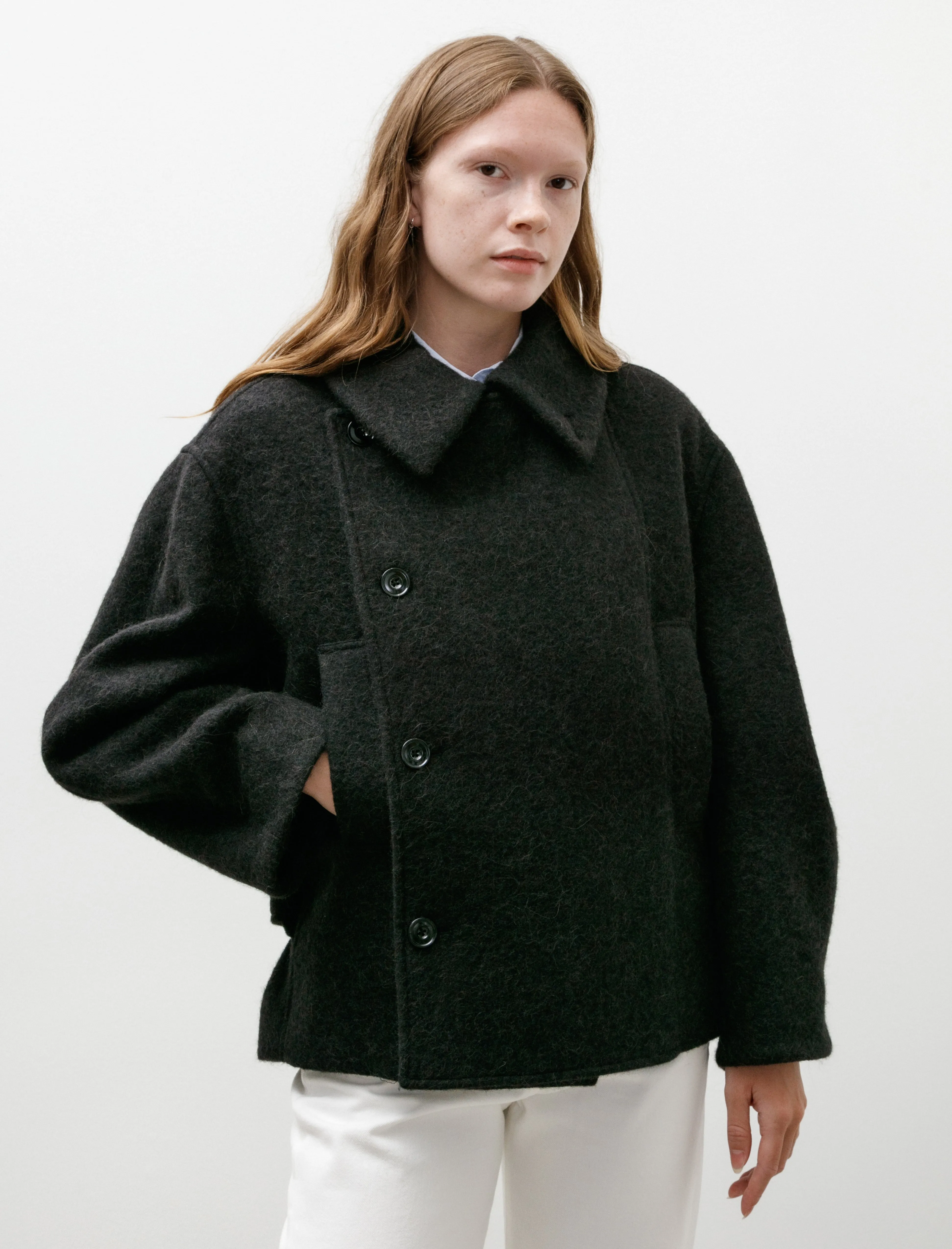 Short Asymmetrical Bathrobe Coat Black sold by SHOP NEIGHBOR product image thumbnail 3