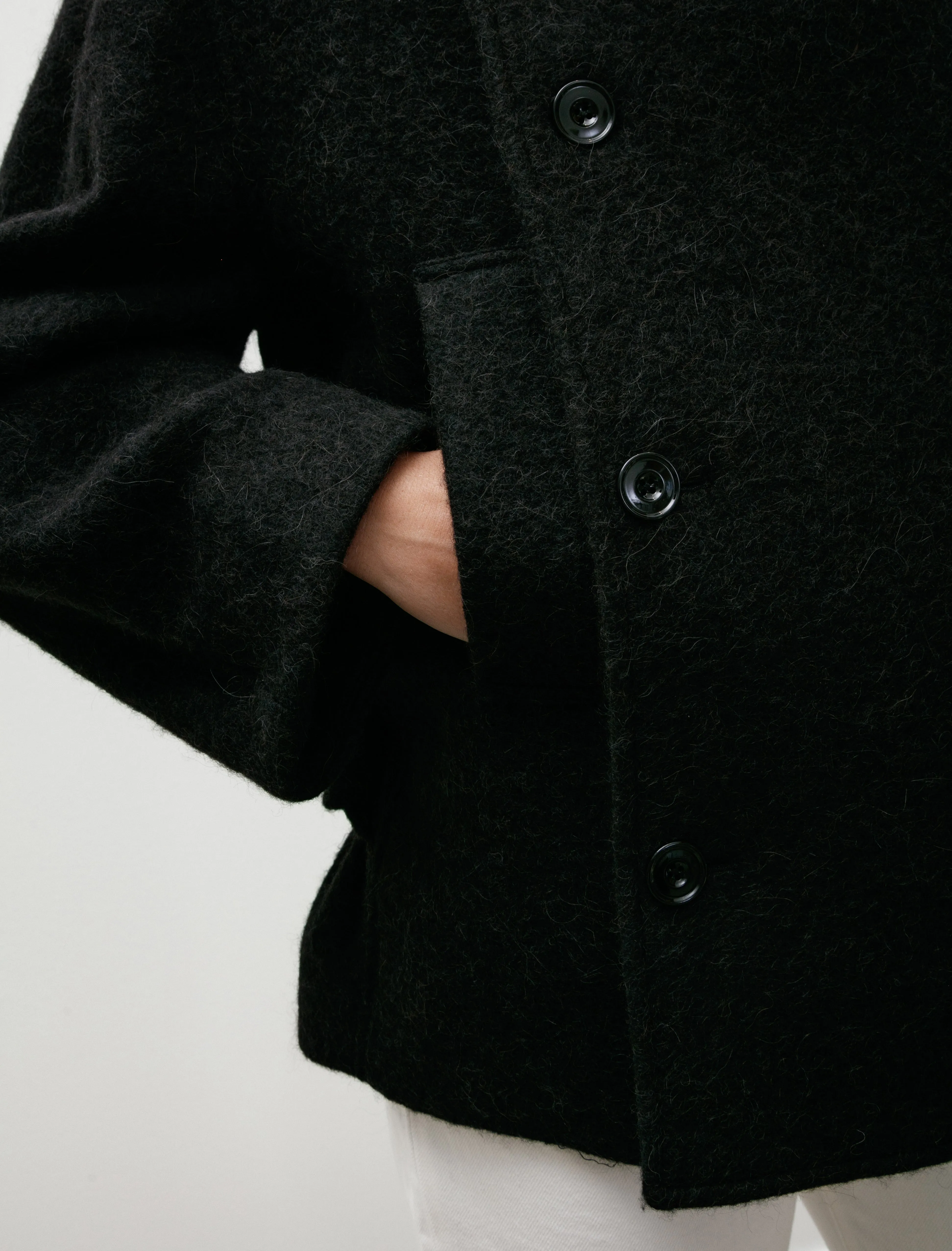 Short Asymmetrical Bathrobe Coat Black sold by SHOP NEIGHBOR product image thumbnail 4