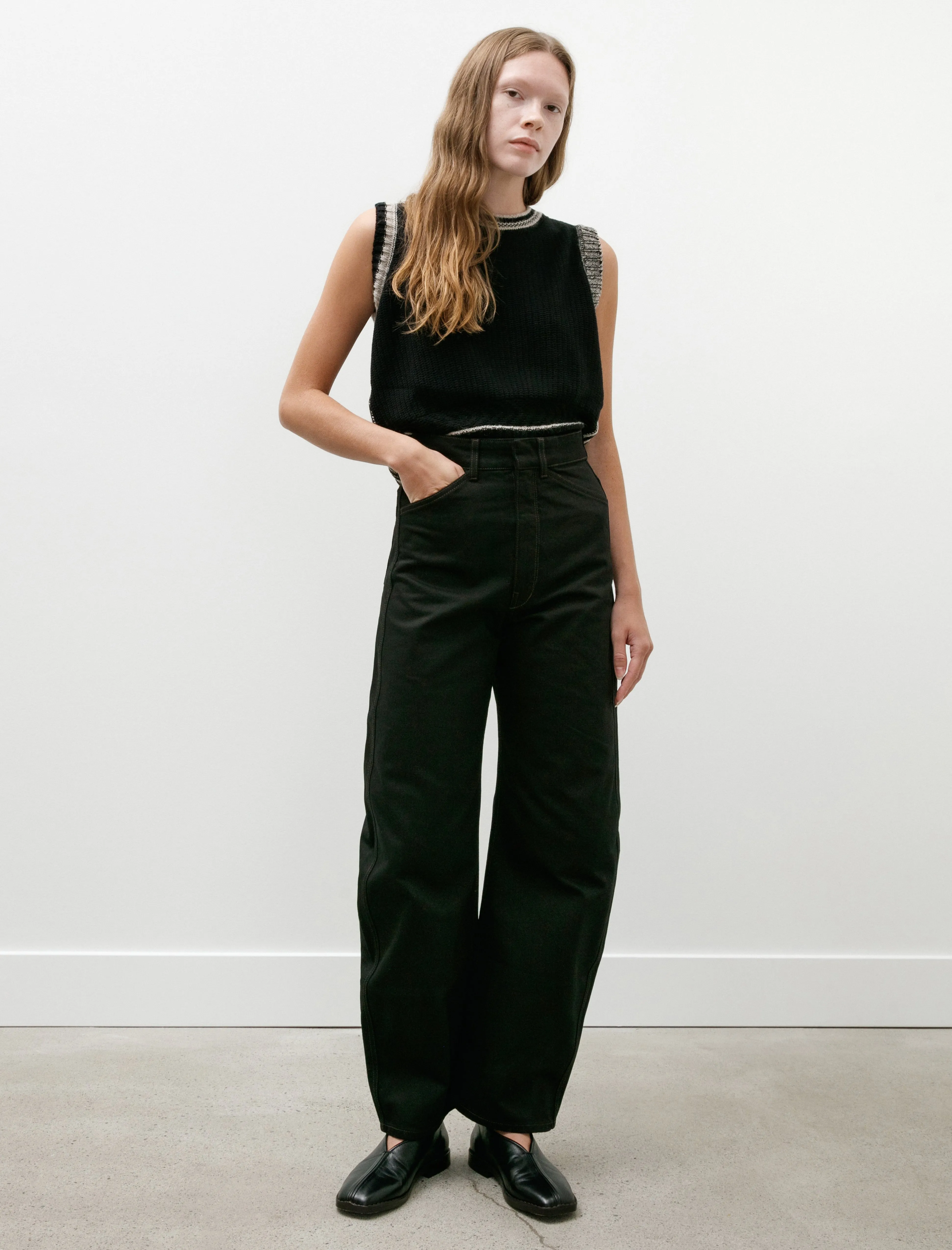 High Waisted Curved Pants Black sold by SHOP NEIGHBOR