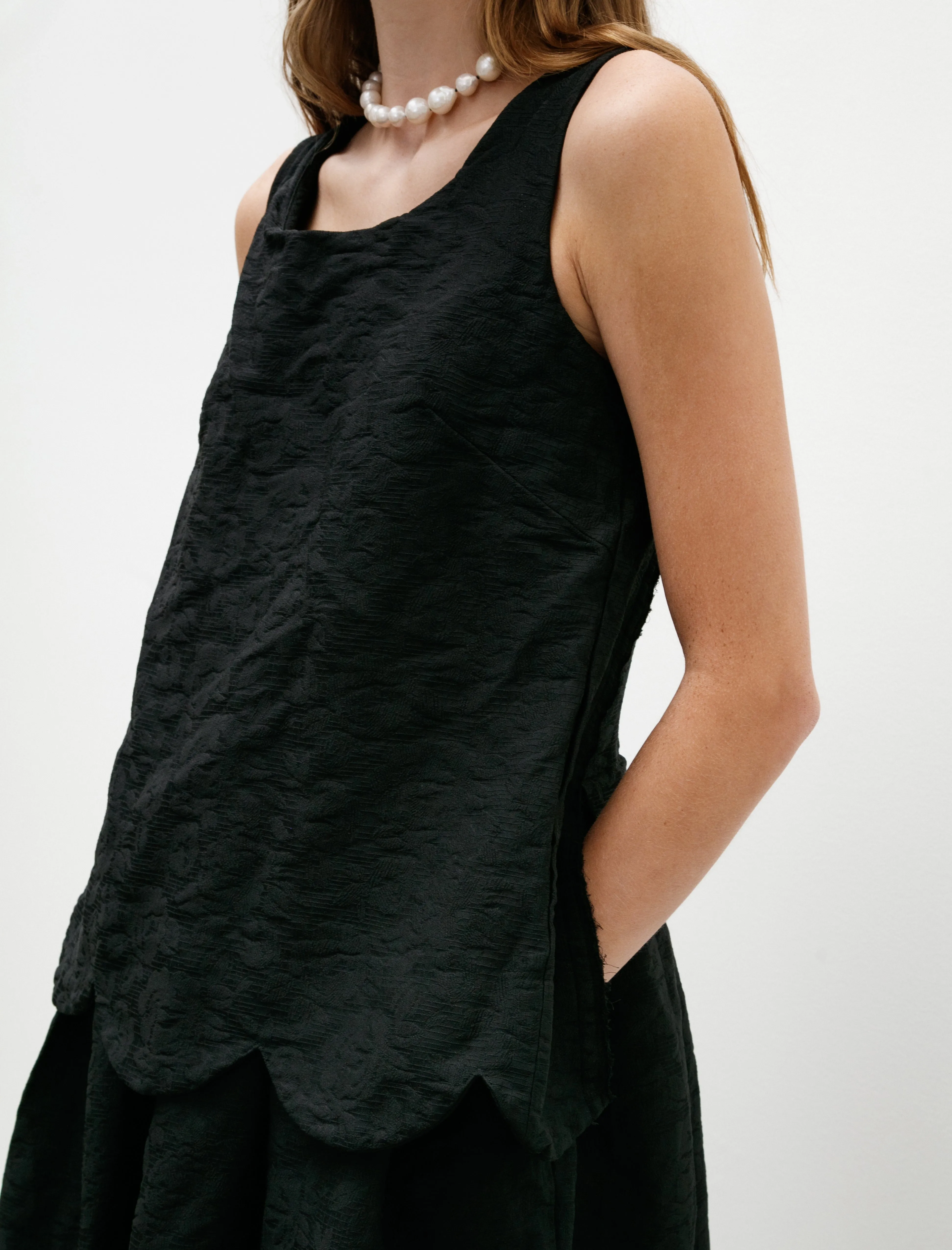 Scalloped Hem Sleeveless Dress Black sold by SHOP NEIGHBOR product image thumbnail 3