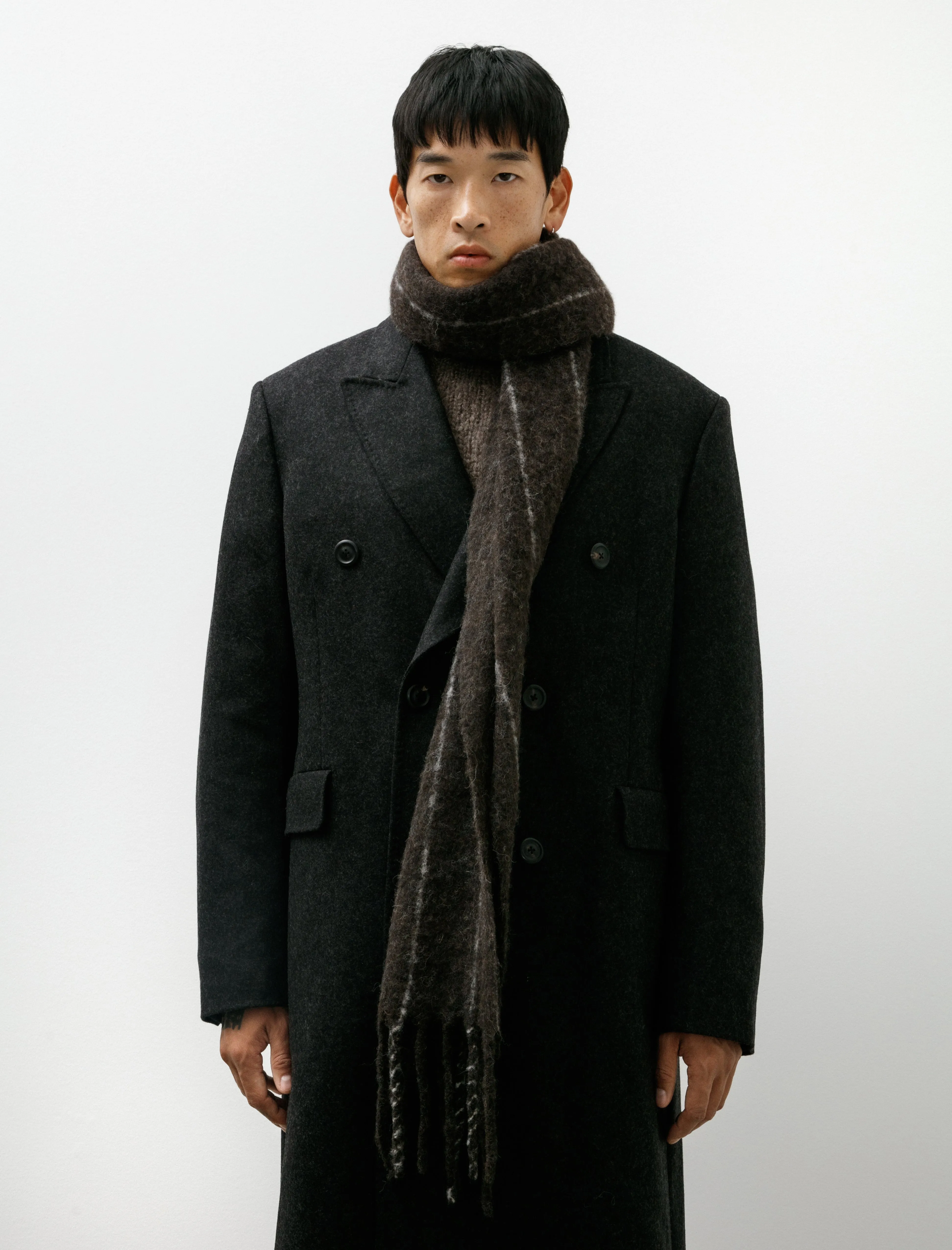 Estate Scarf Brown Pinstripe Fuzzy Alpaca sold by SHOP NEIGHBOR