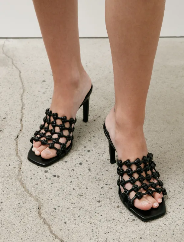 Braided Leather Bandeau Mules Black sold by SHOP NEIGHBOR