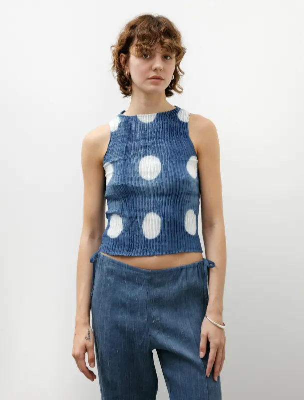 Plissé Satin Itajime Tank Top Indigo sold by SHOP NEIGHBOR