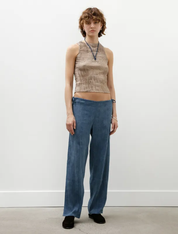 Raw Silk Adjustable Pants Indigo made by SHOP NEIGHBOR