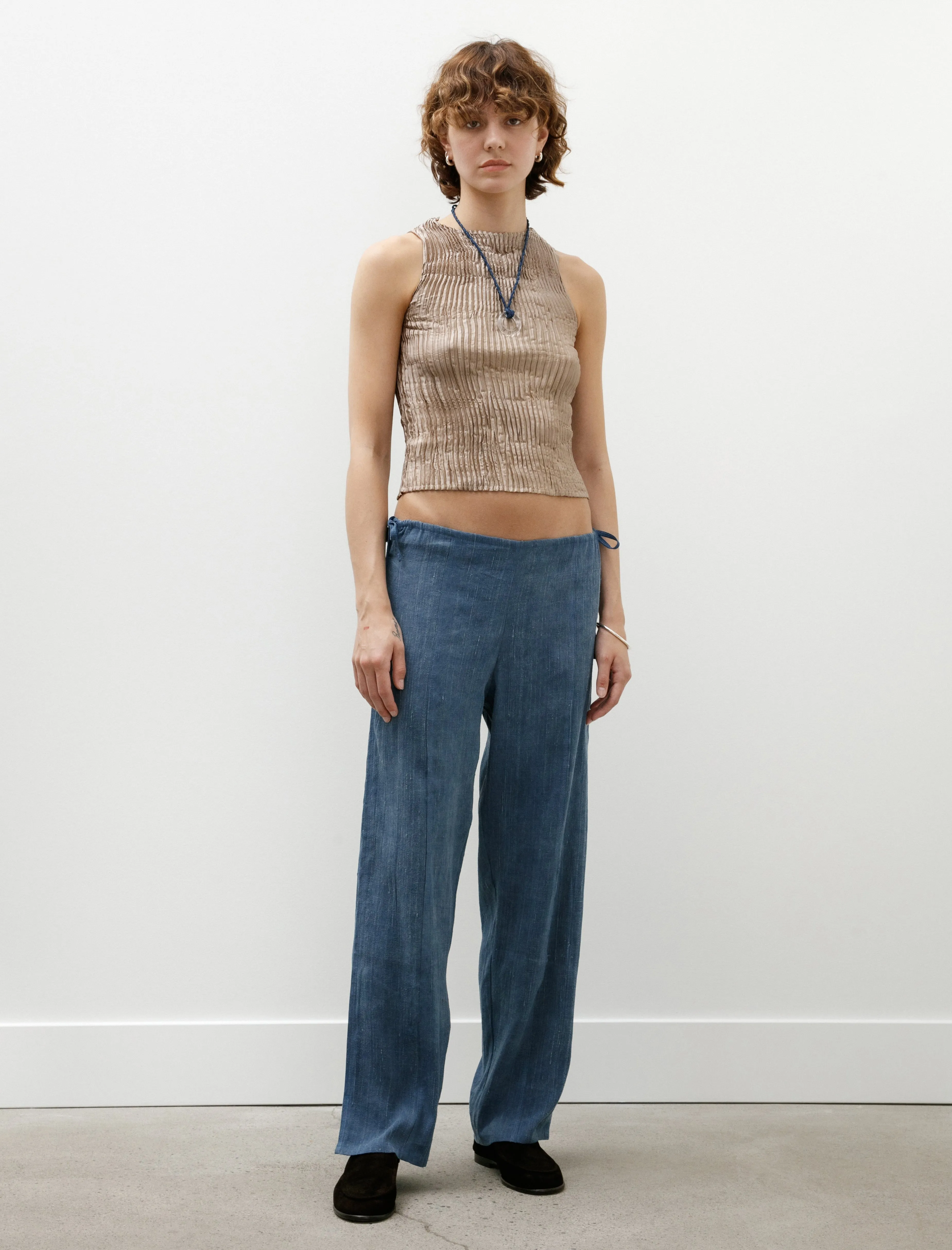 Raw Silk Adjustable Pants Indigo sold by SHOP NEIGHBOR
