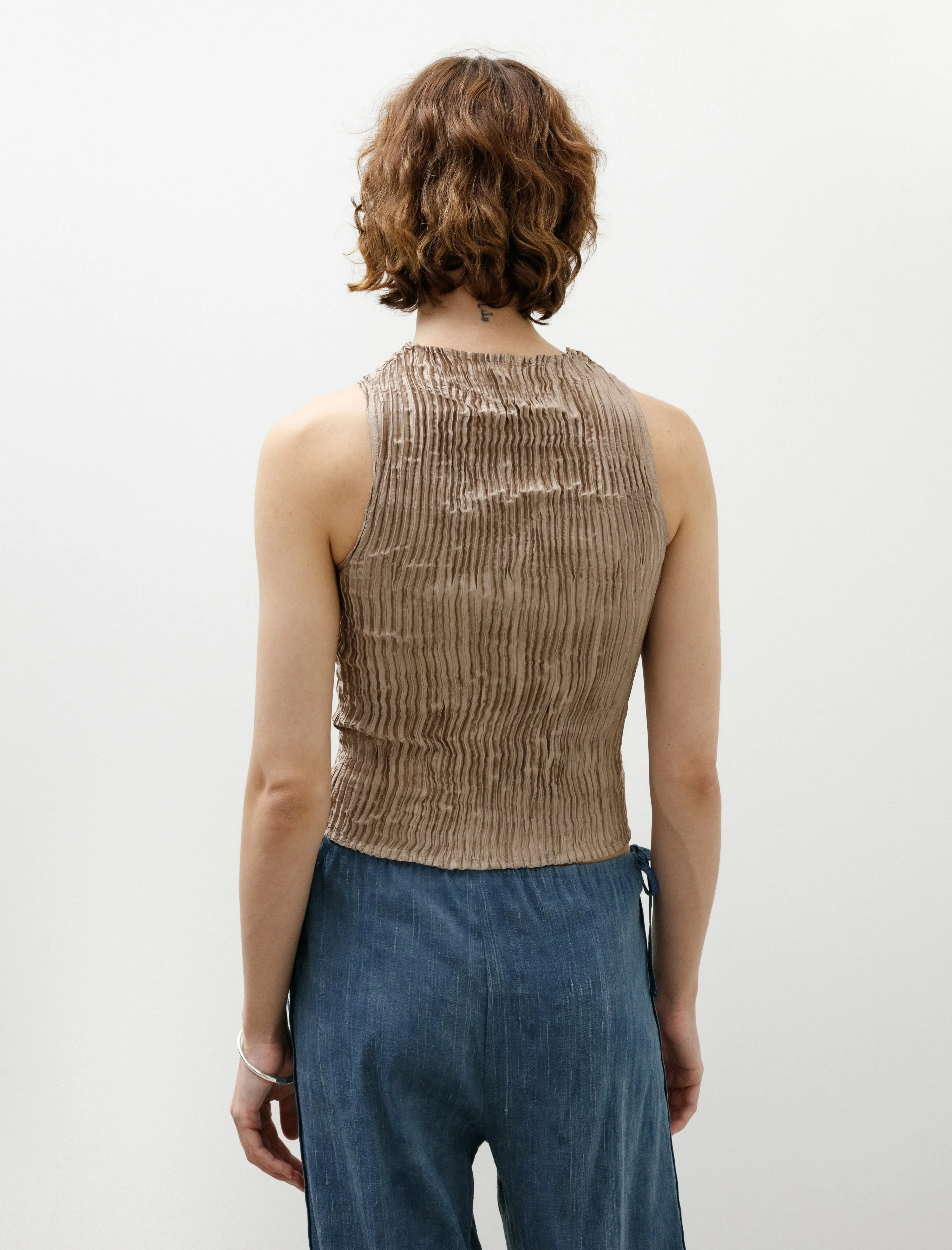 Plissé Satin Silk Tank Top Stone sold by SHOP NEIGHBOR product image thumbnail 4