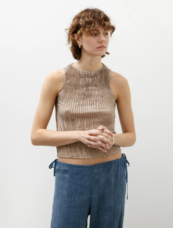 Plissé Satin Silk Tank Top Stone sold by SHOP NEIGHBOR