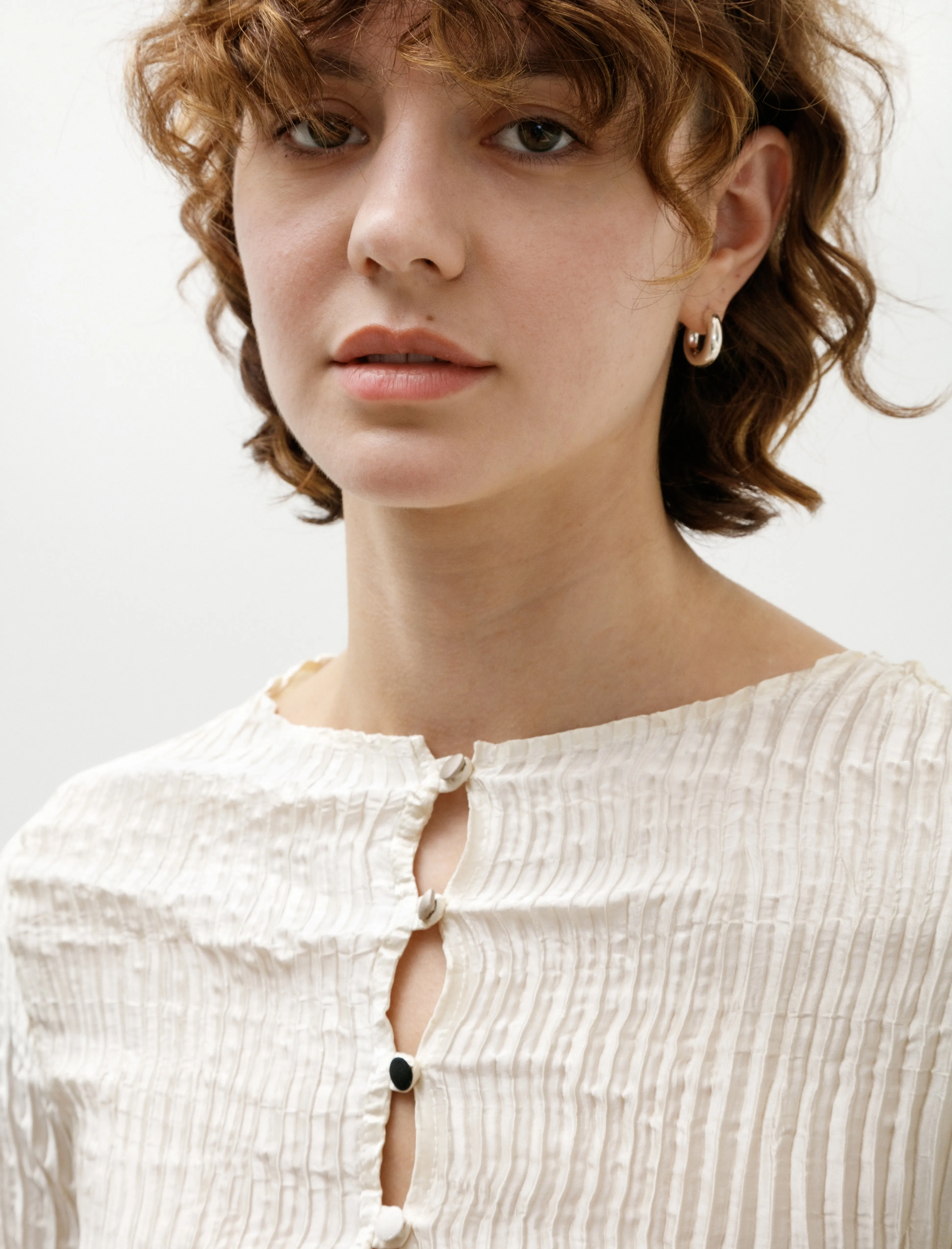 Plissé Satin Silk Cardigan Off White sold by SHOP NEIGHBOR product image thumbnail 2