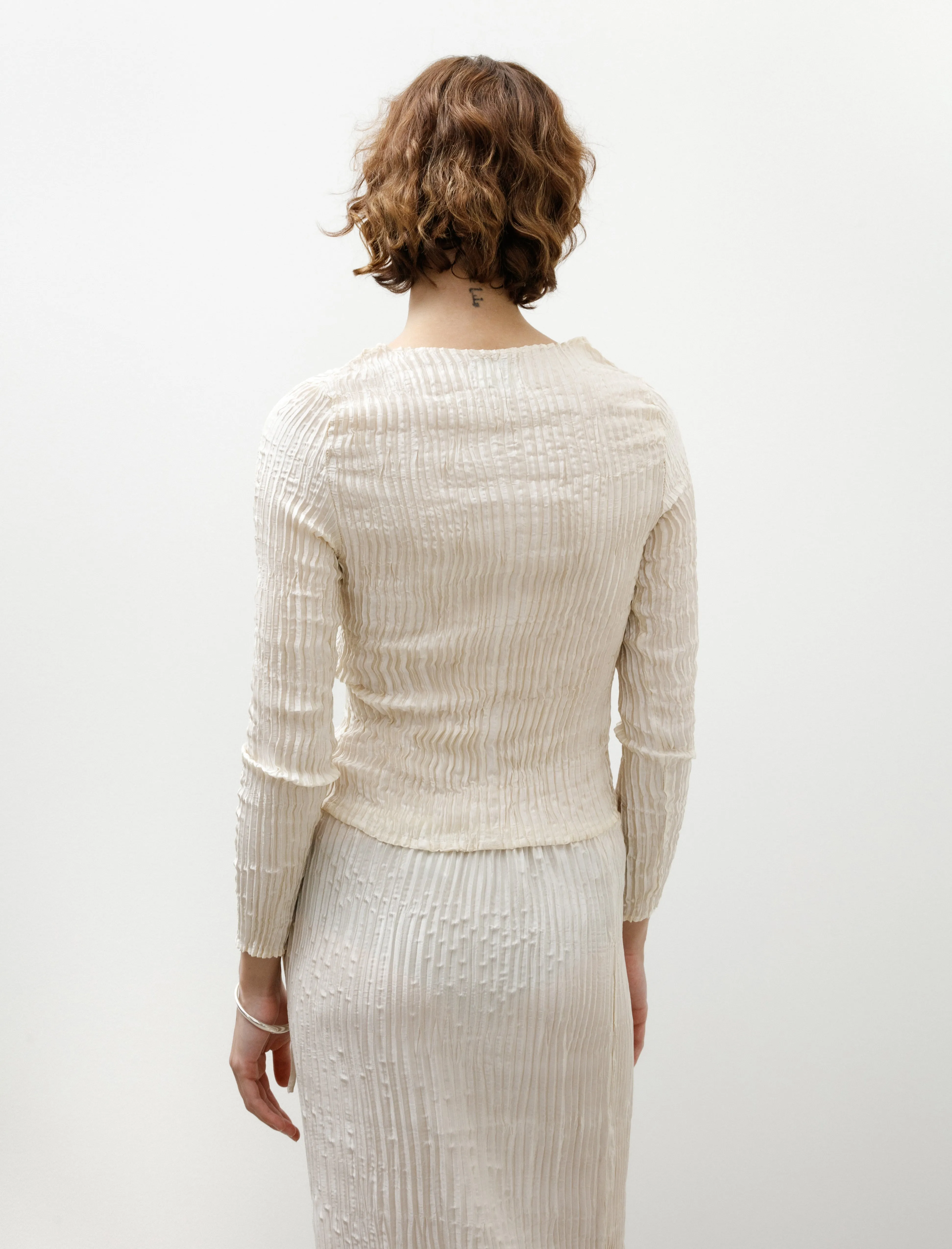 Plissé Satin Silk Cardigan Off White sold by SHOP NEIGHBOR product image thumbnail 4