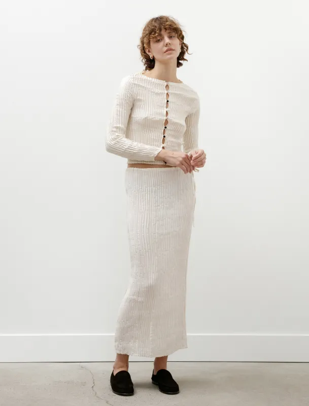 Plissé Satin Silk Long Skirt Off White sold by SHOP NEIGHBOR
