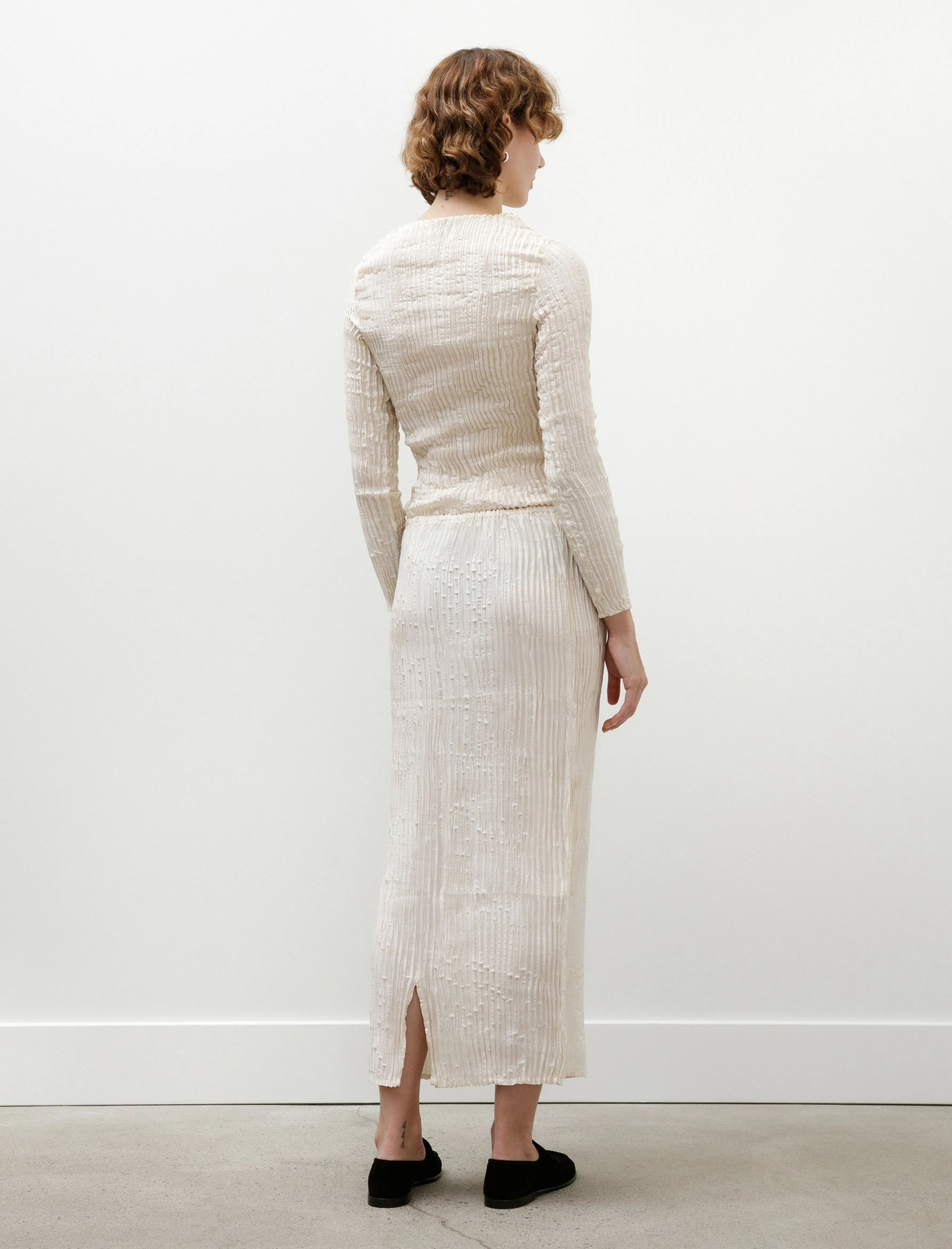Plissé Satin Silk Long Skirt Off White sold by SHOP NEIGHBOR product image thumbnail 5