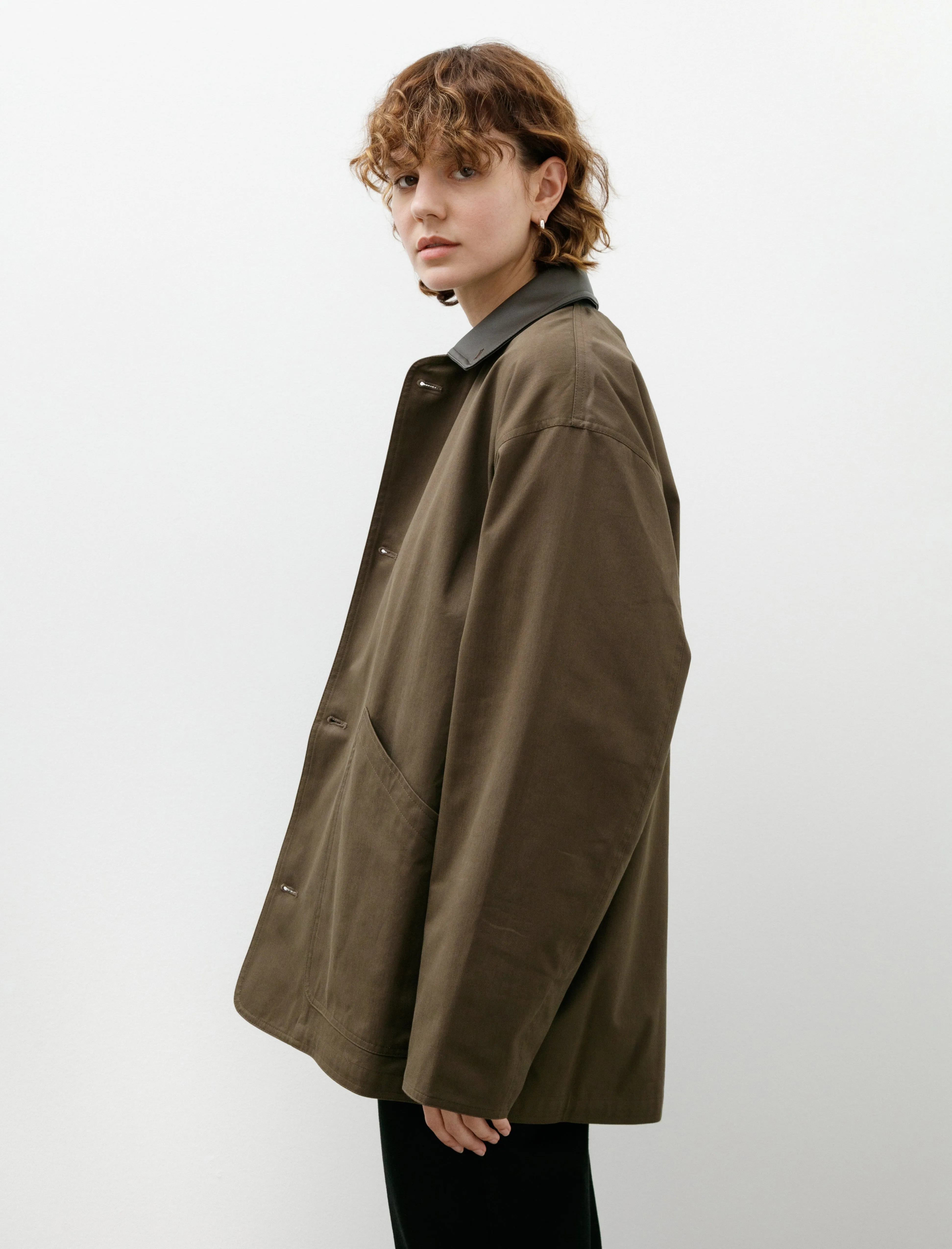 Oversized Blouson with Leather Collar Khaki sold by SHOP NEIGHBOR product image thumbnail 2