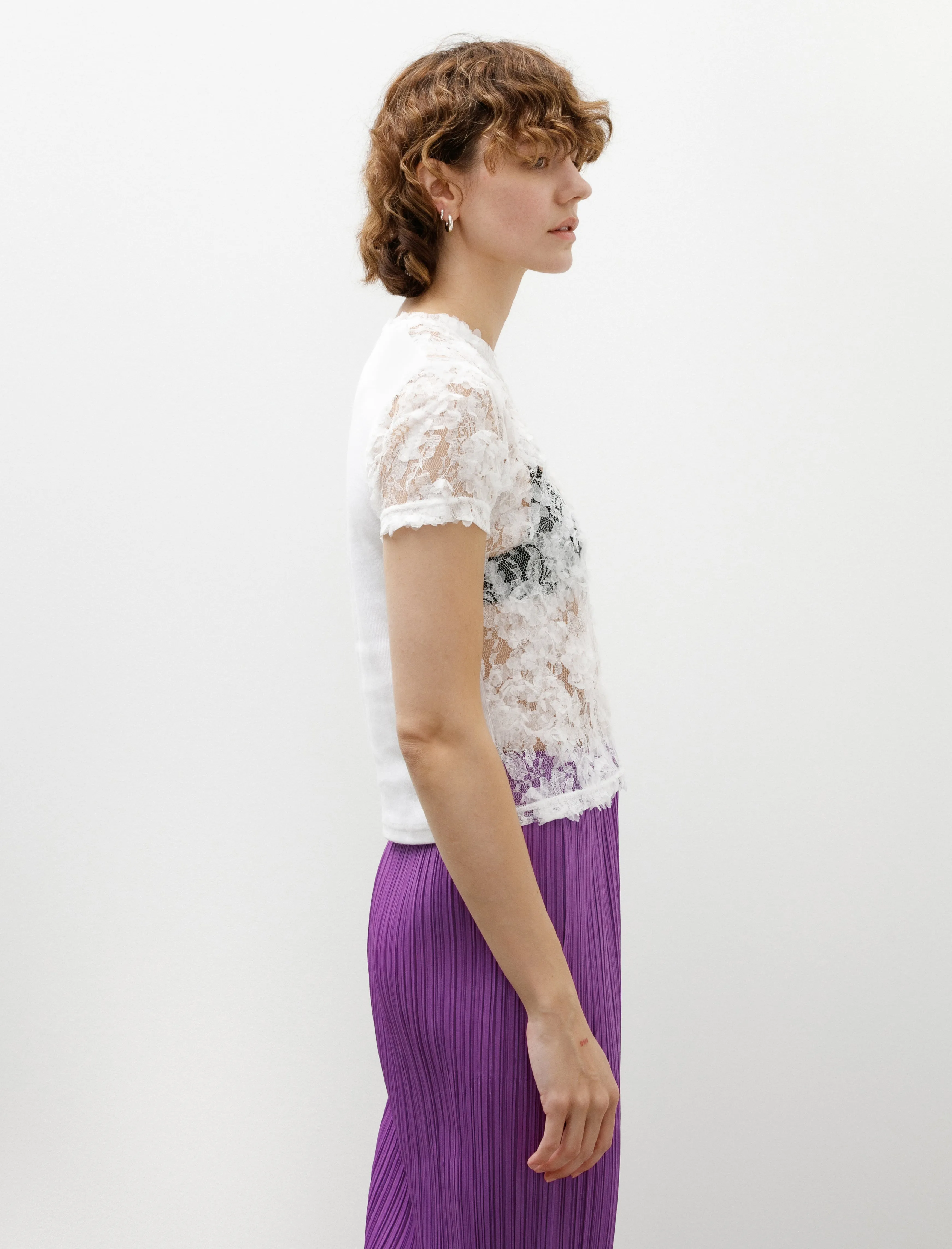 Fitted Lace T-Shirt White sold by SHOP NEIGHBOR product image thumbnail 3