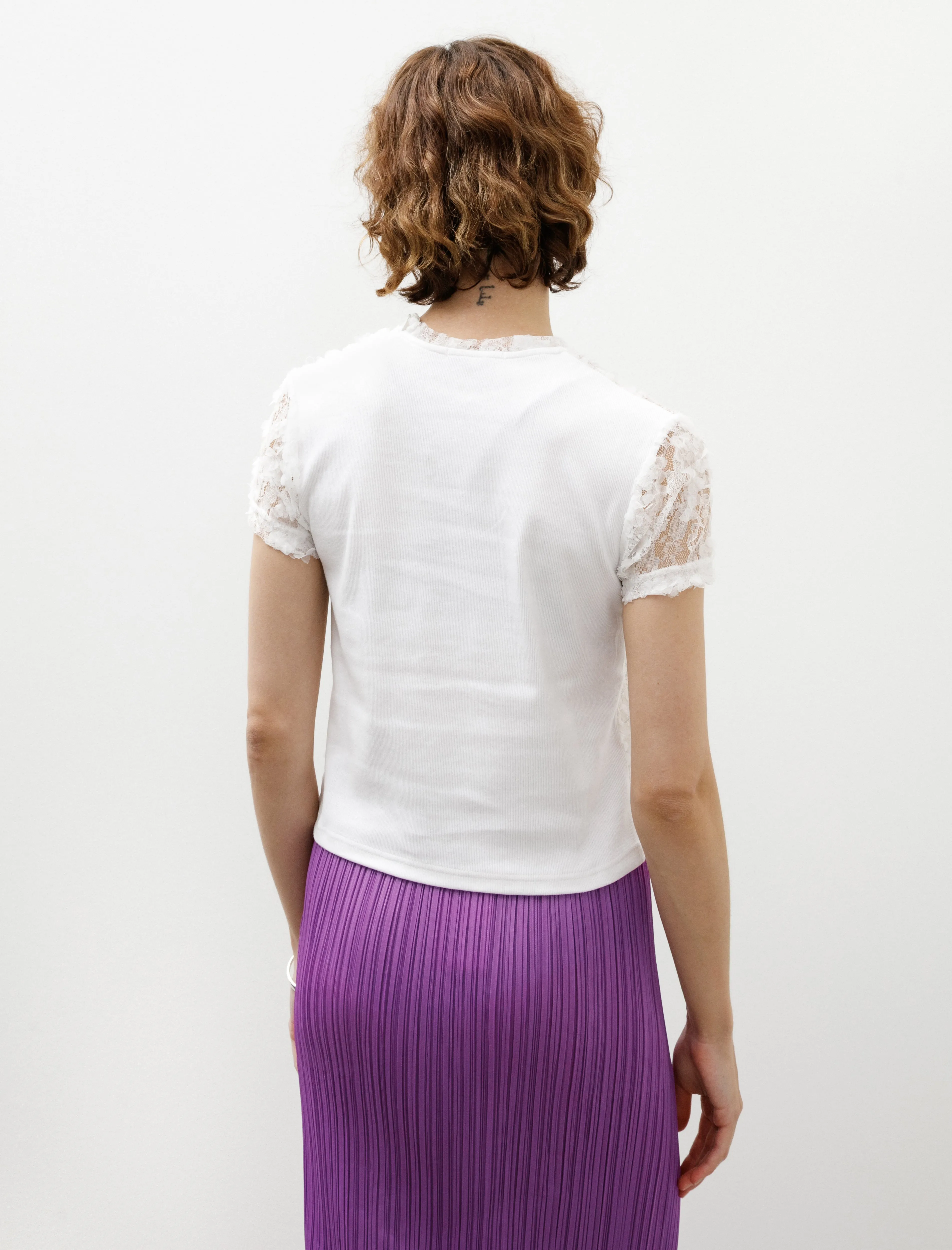 Fitted Lace T-Shirt White sold by SHOP NEIGHBOR product image thumbnail 4