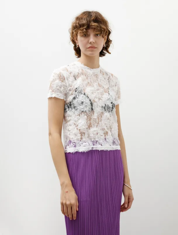 Fitted Lace T-Shirt White sold by SHOP NEIGHBOR