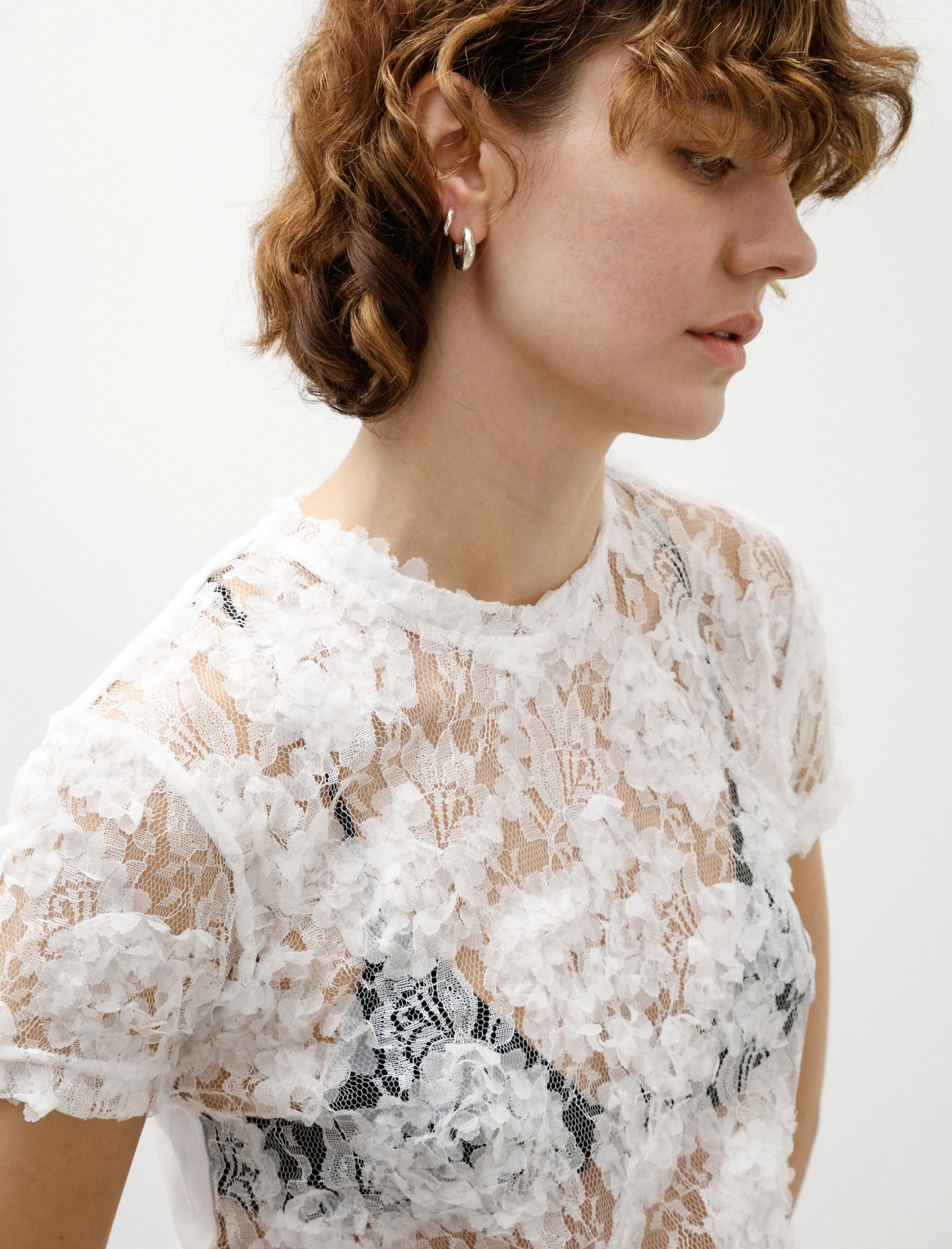 Fitted Lace T-Shirt White sold by SHOP NEIGHBOR product image thumbnail 2