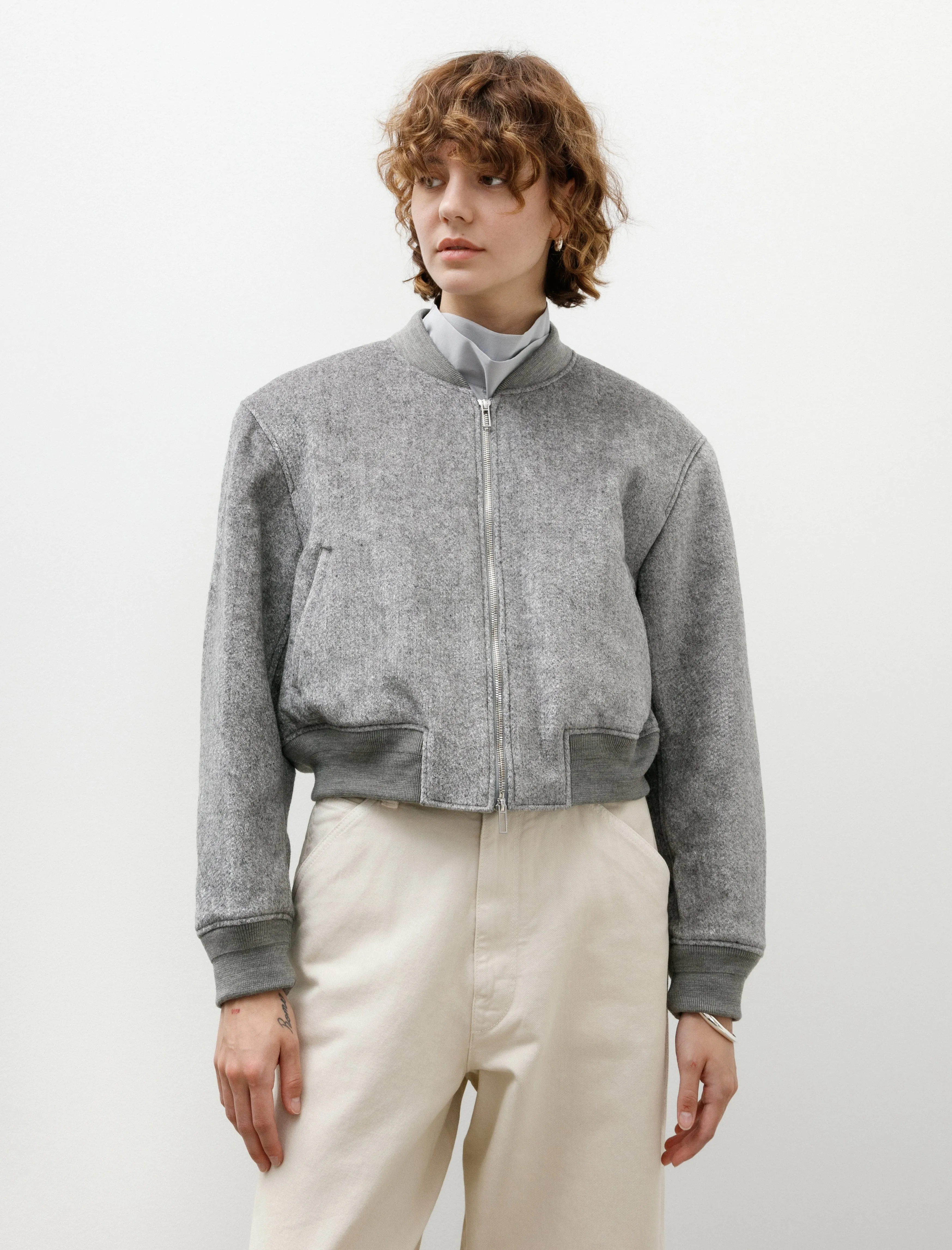 Velvet Wool MA-1 Jacket Grey sold by SHOP NEIGHBOR product image thumbnail 4