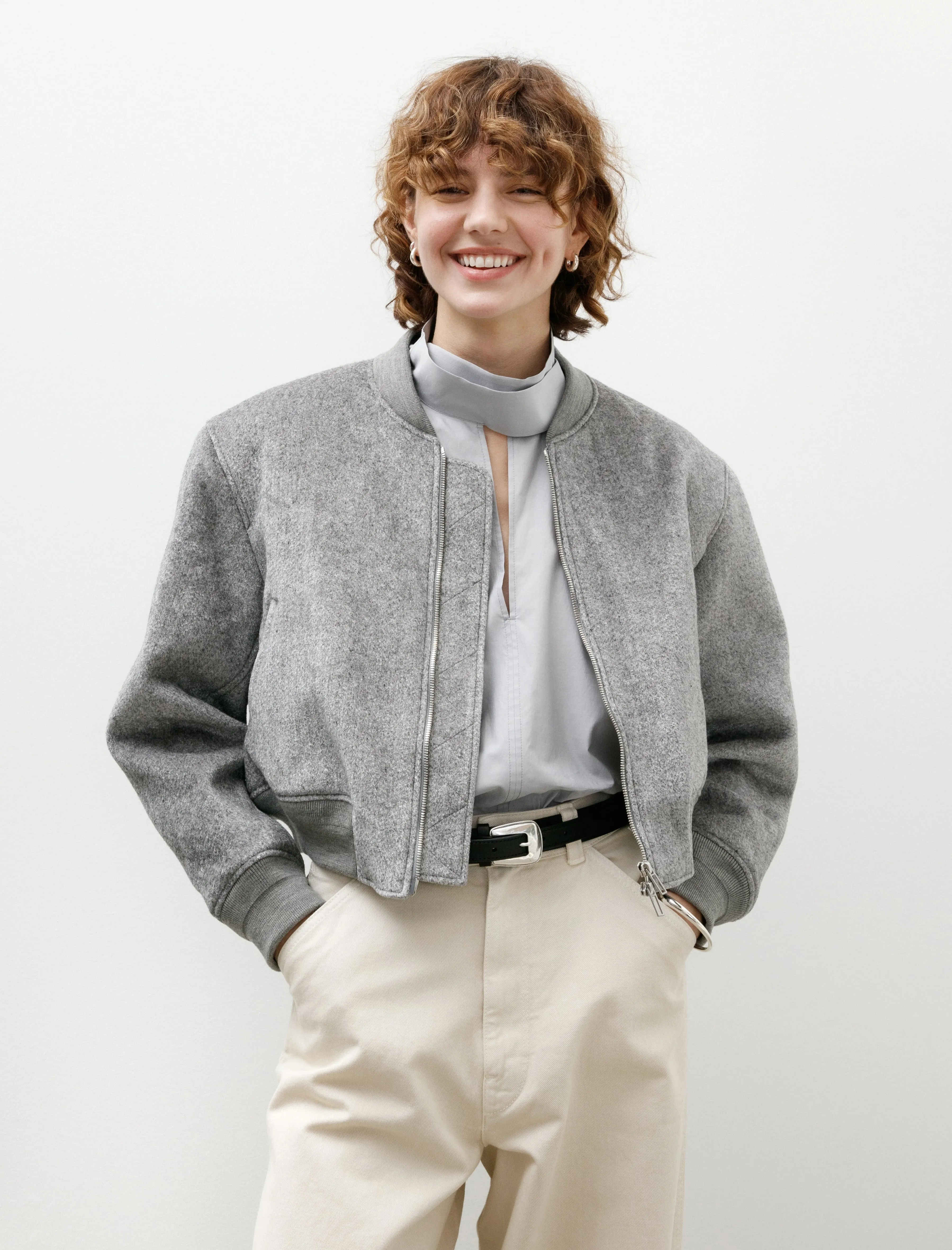 Velvet Wool MA-1 Jacket Grey sold by SHOP NEIGHBOR