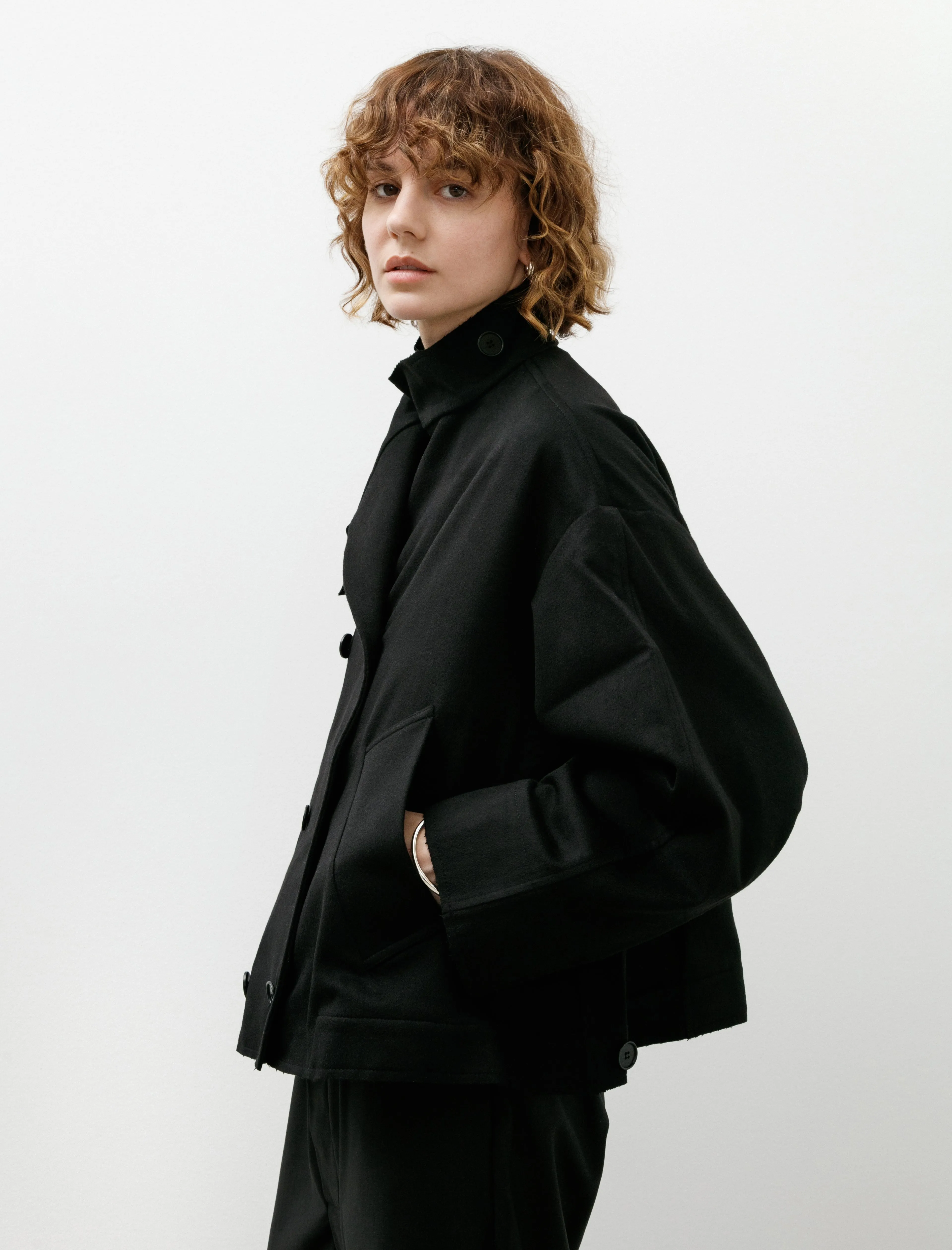 No. 286 Heavy Wool Cropped Oversized Jacket Black sold by SHOP NEIGHBOR product image thumbnail 3