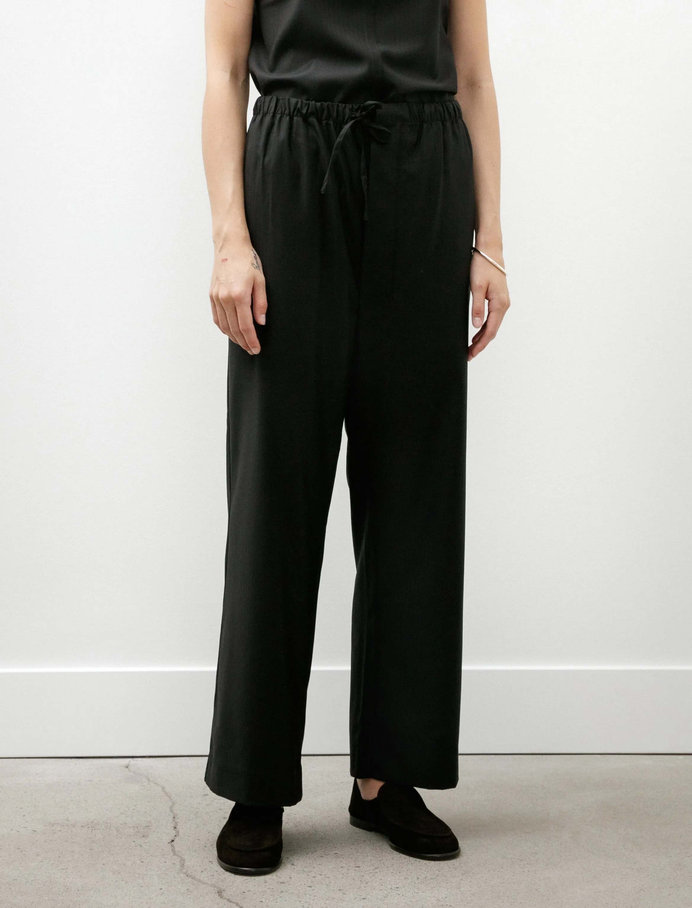 No. 288 Fine Wool Drawstring Trousers Black Herringbone sold by SHOP NEIGHBOR product image thumbnail 2