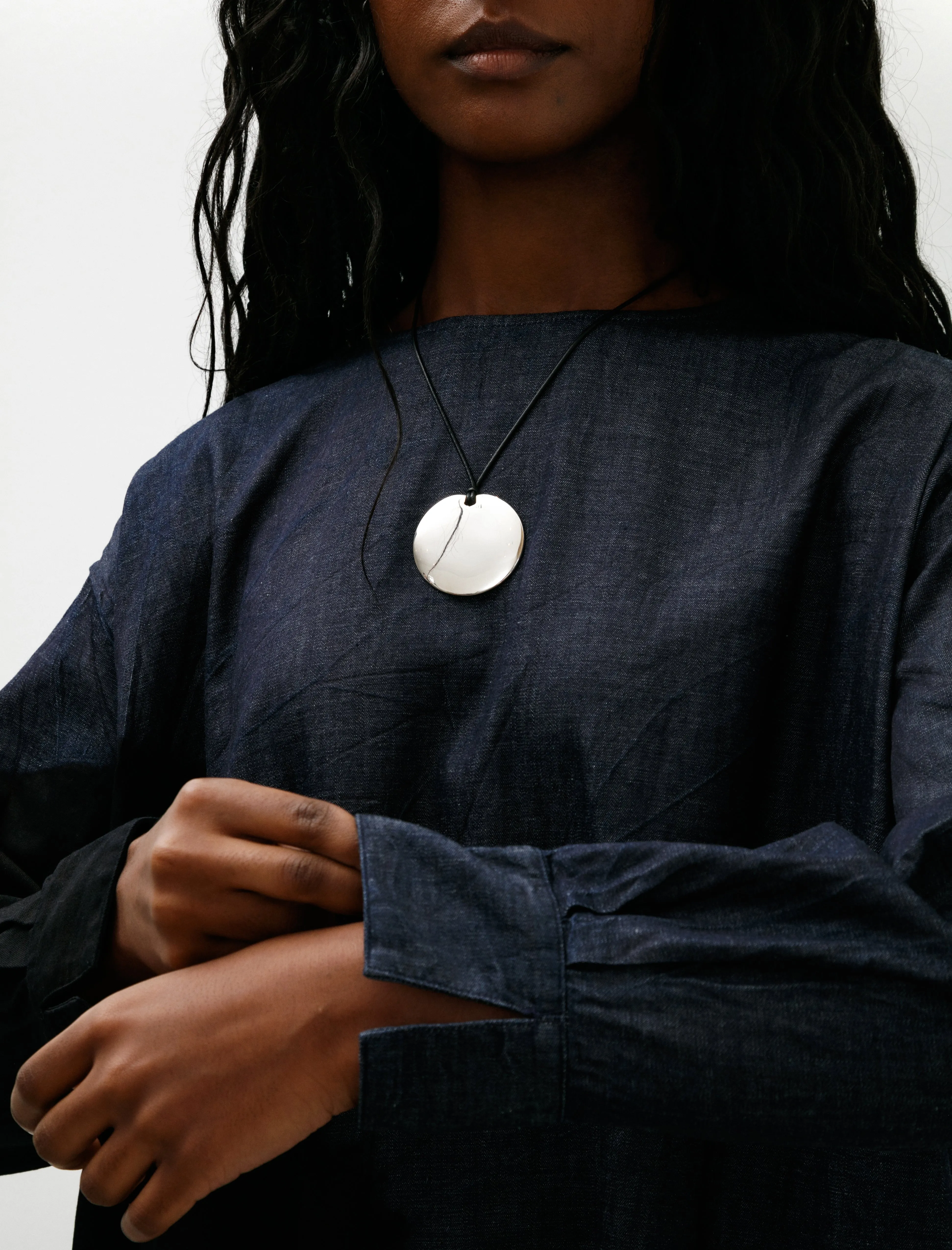 Pima Cotton Denim Wide Pullover Dress Boushi Shibori Black Indigo sold by SHOP NEIGHBOR product image thumbnail 2