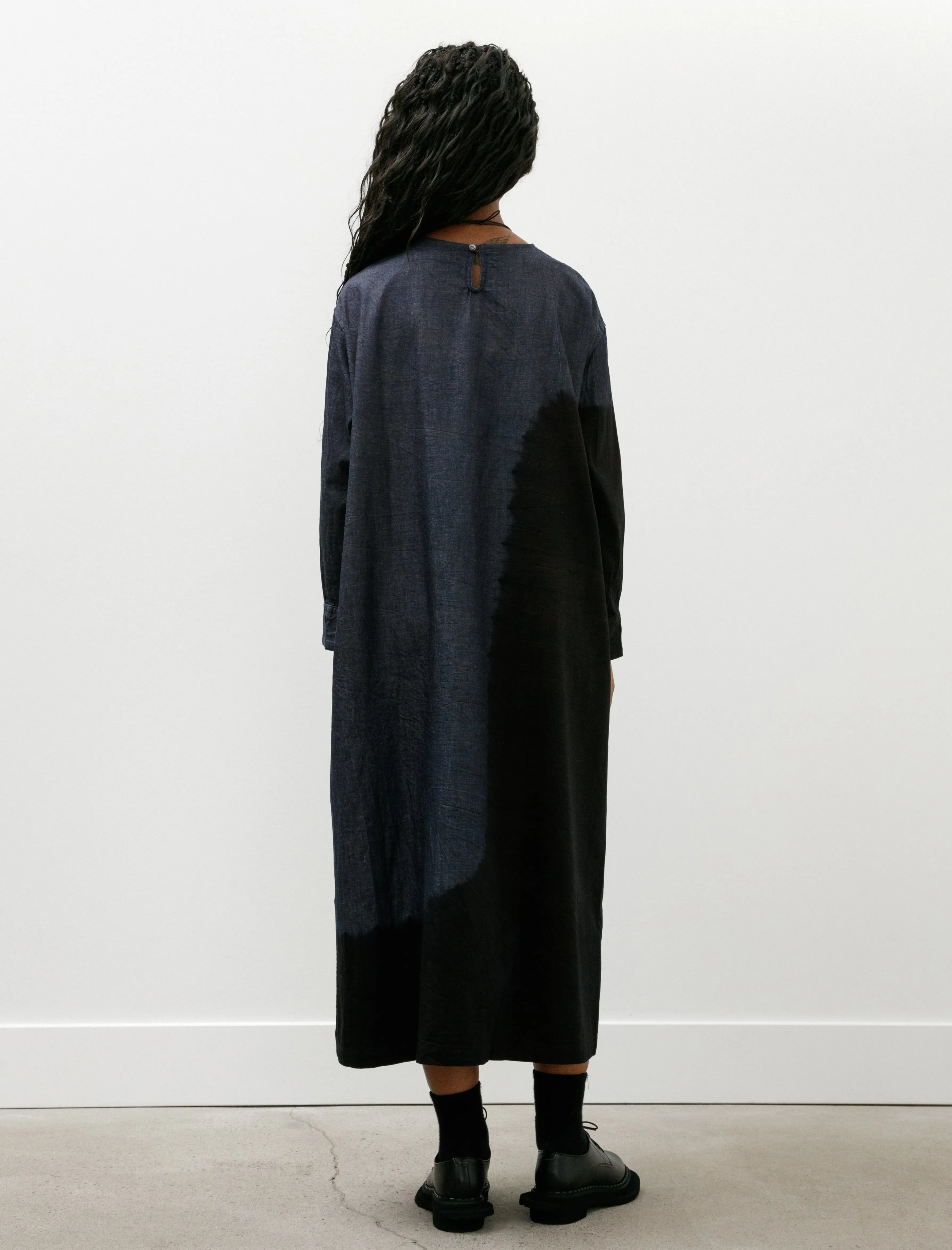 Pima Cotton Denim Wide Pullover Dress Boushi Shibori Black Indigo sold by SHOP NEIGHBOR product image thumbnail 4