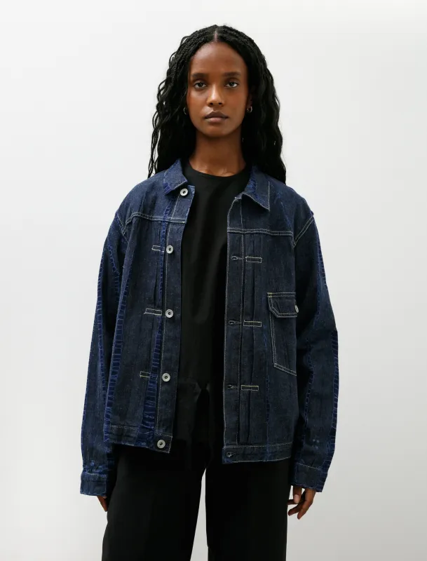 Cotton Denim Jacket Tesuji Shibori Navy Indigo made by SHOP NEIGHBOR
