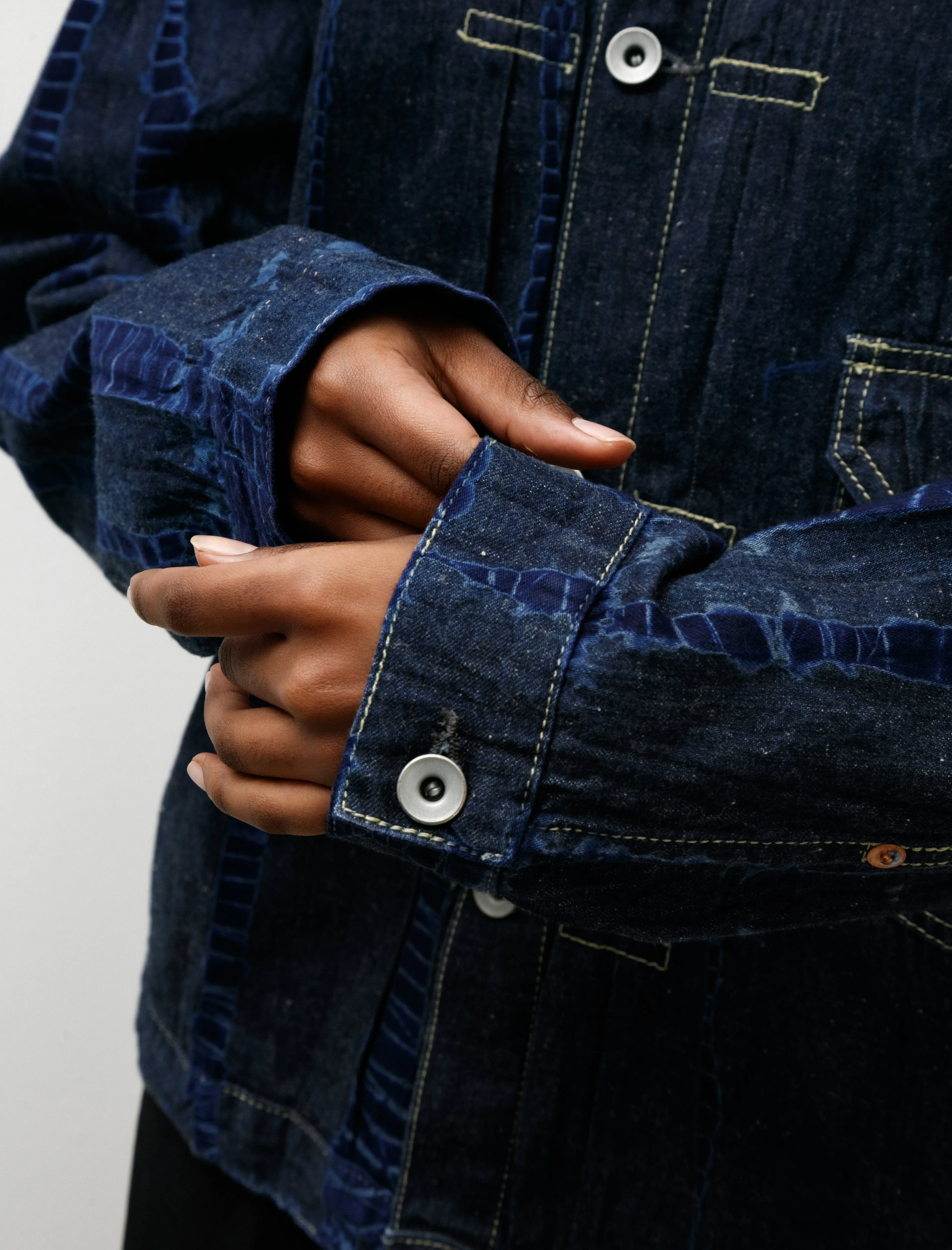 Cotton Denim Jacket Tesuji Shibori Navy Indigo sold by SHOP NEIGHBOR product image thumbnail 5
